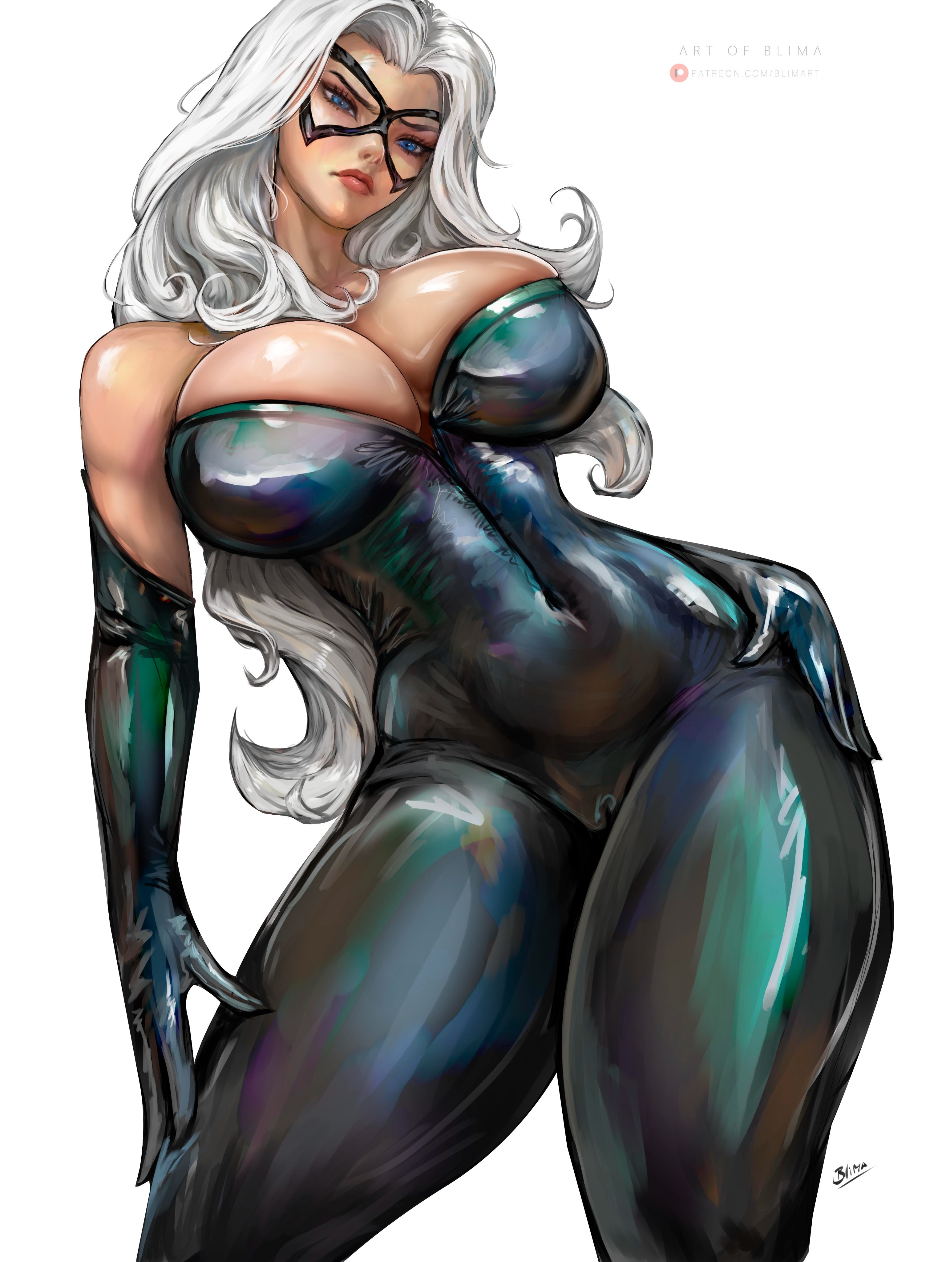 1girls, 2026, alluring, big breasts, black cat (marvel), blimaxxx, blue eyes, bodysuit, breasts, bursting breasts, cleavage, color, colored, curvaceous, curvaceous body, curvaceous female, curvaceous figure, curvaceous hips, curvy, curvy body, curvy female, curvy figure, curvy hips, domino mask, enticing, eyemask, felicia hardy, female, female only, gloves, high resolution, highres, hips, hourglass figure, huge breasts, large breasts, light skin, light-skinned female, long gloves, marvel, marvel comics, mask, masked, masked female, massive breasts, pinup, red lipstick, seducing, seductive, seductive look, seductive pose, shiny, shiny breasts, shiny clothes, shiny skin, skin tight, spider-man (series), superheroine, teasing, temptation, tempting, thick, thick breasts, thick hips, thick thighs, tight clothes, tight clothing, voluptuous, voluptuous female, white background, white hair, wide hips