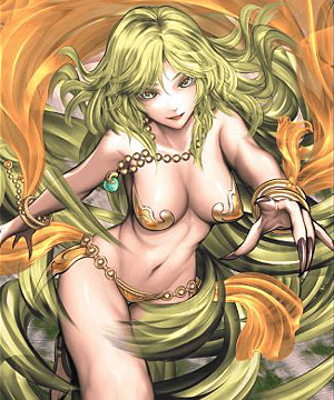 1girls barbariccia bikini bracelet dungeon final_fantasy final_fantasy_iv looking_at_viewer navel necklace sharp_fingernails very_long_hair