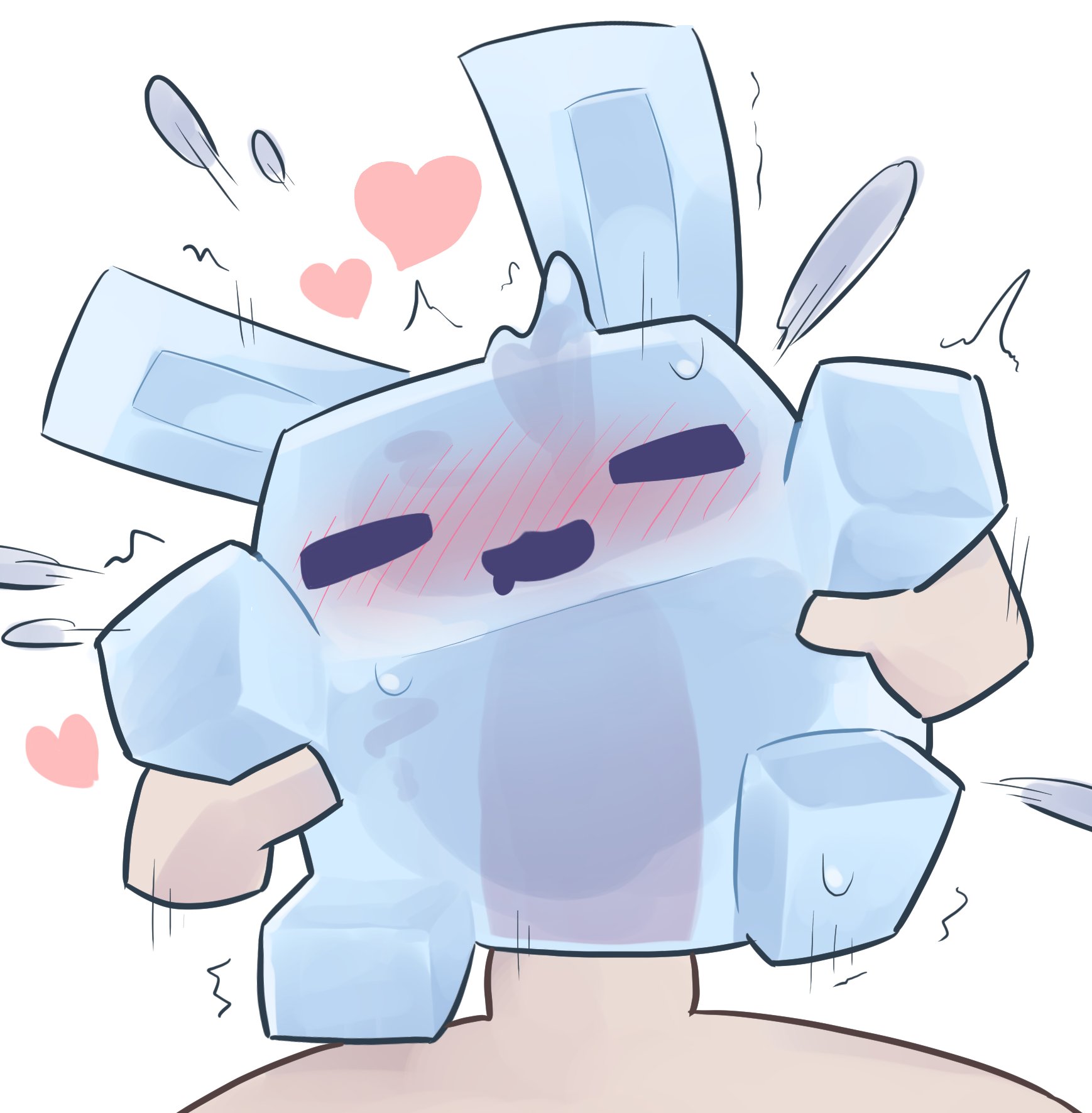 2d, 2d (artwork), 2d artwork, ambiguous feral, ambiguous focus, ambiguous gender, ambiguous penetrated, ambiguous penetration, bestiality, blocky body, blub (minecraft), blue body, blush, blush lines, digital drawing (artwork), digital media (artwork), disembodied hand, drawing, drawn, duo, feral, feral focus, feral penetrated, first person view, fleshlight position, front view, goo creature, heart reaction, hi res, human, human on feral, human penetrating, human penetrating ambiguous, human penetrating feral, human pov, interspecies, jpeg, jpg, lagomorph, looking pleasured, male, male human, male on feral, male penetrating, male penetrating ambiguous, male penetrating feral, male pov, male/ambiguous, mammal, microsoft, minecraft, mojang, monotone body, mostly offscreen character, mostly offscreen human, mostly offscreen male, open mouth, penetrating pov, penetration, penile, penile penetration, poi (artist), quadruped, sex, shaded, simple background, soft shading, solo focus, white background, xbox game studios, zoophilia