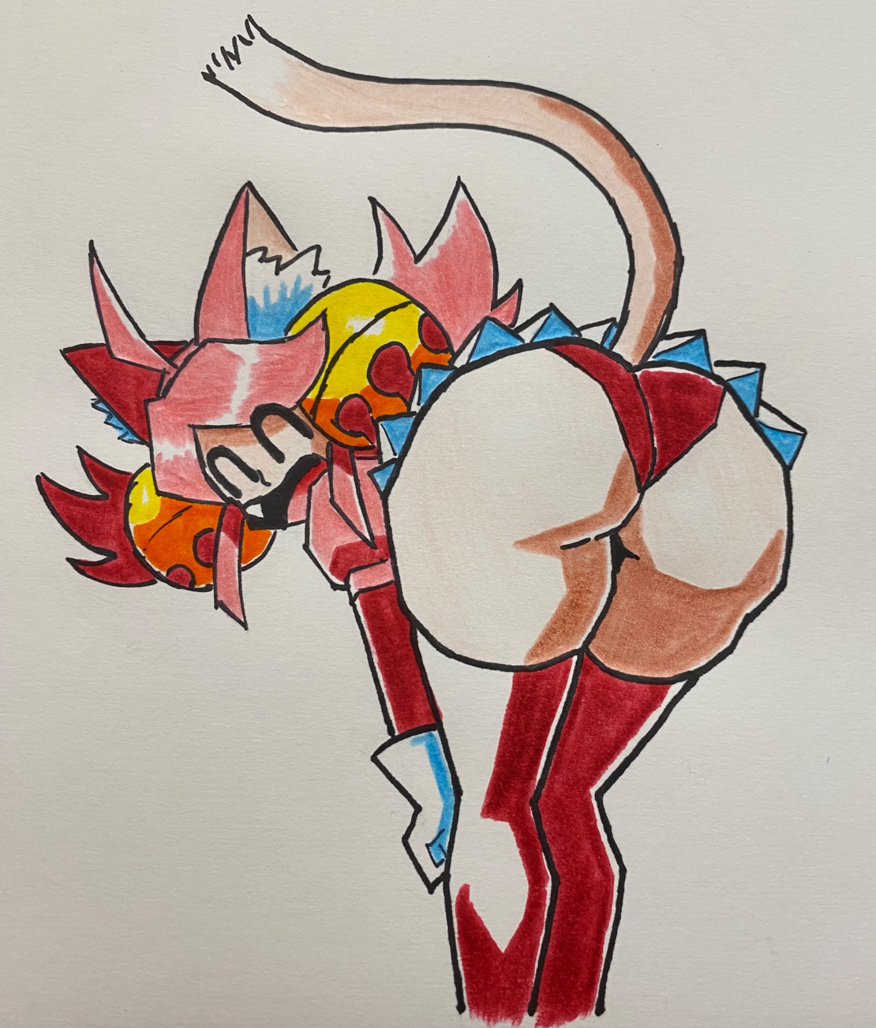 1girls, ass, ass focus, cat ears, cat tail, child bearing hips, deltarune, fat ass, huge ass, mad mew mew, obi almighty, panties, pink (deltarune), pink hair, presenting ass, presenting hindquarters, tagme, traditional media (artwork), undertale (series)