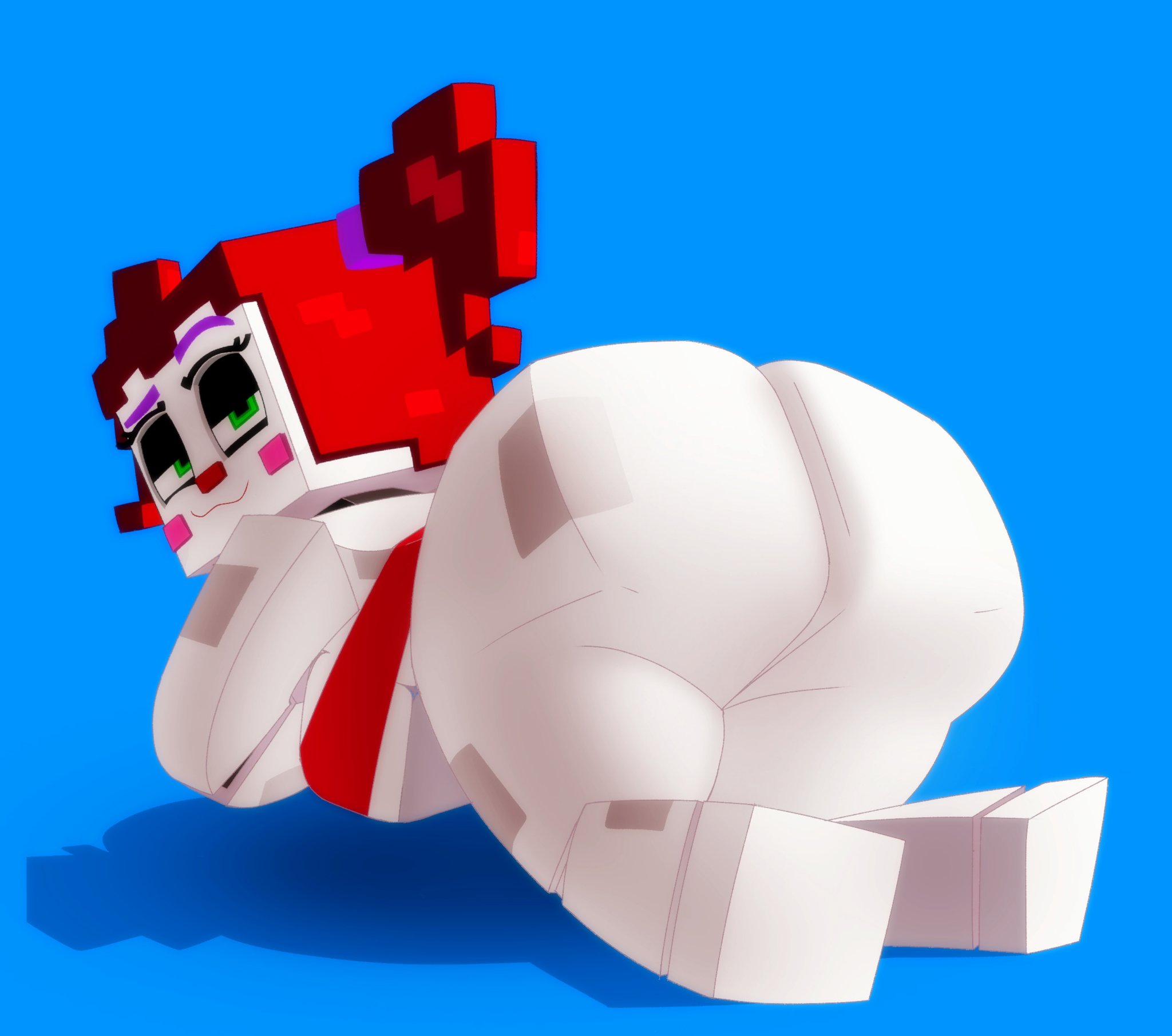 ass, baby (fnafsl), big ass, circus baby, circus baby (fnaf), circus baby (minecraft), crossover, female, five nights at freddy's, five nights at freddy's: sister location, fnaf, looking at viewer, looking back, minecraft, scottgames, sister location, solo, tagme