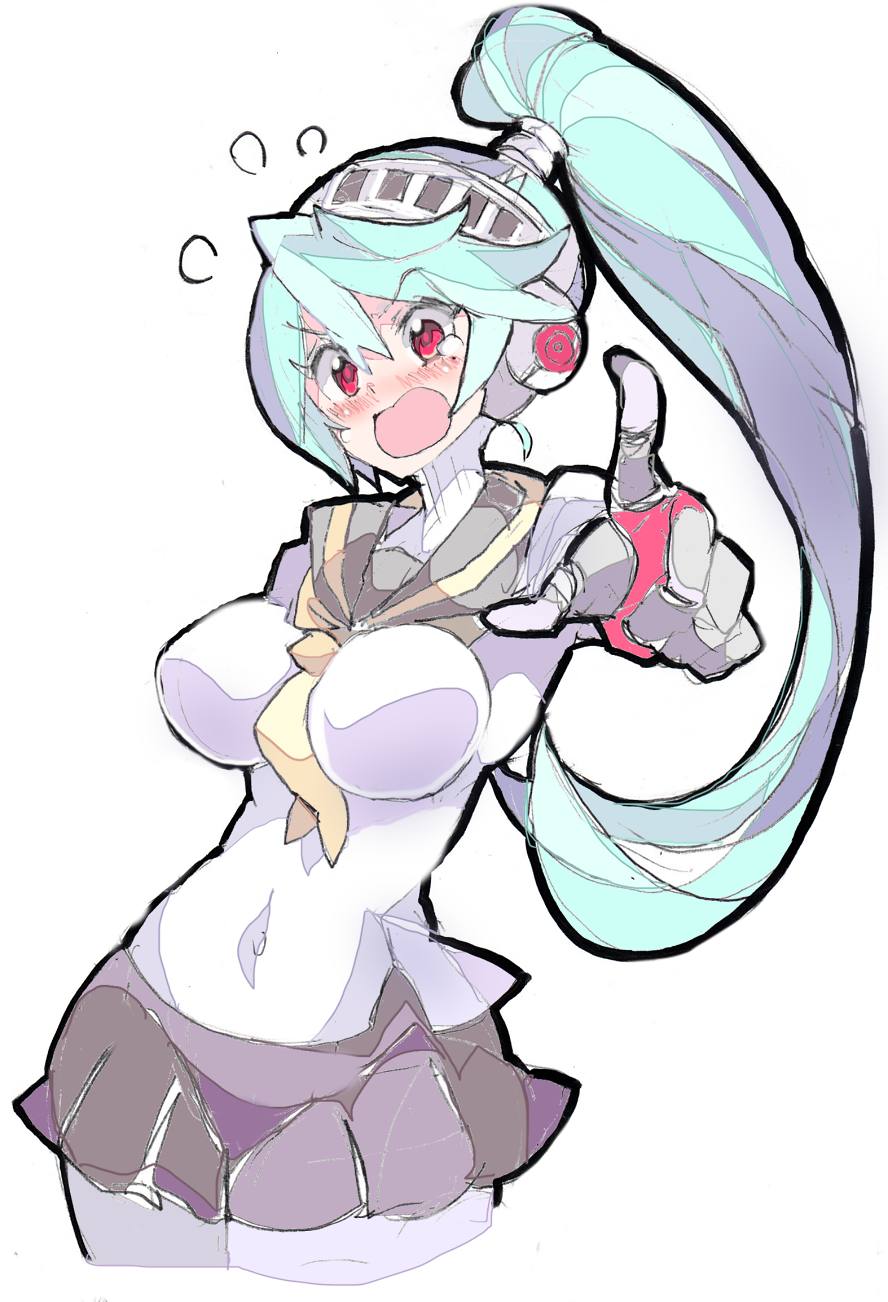 big_breasts blush labrys persona persona_4 persona_4_arena robot_girl school_uniform schoolgirl tearing_up