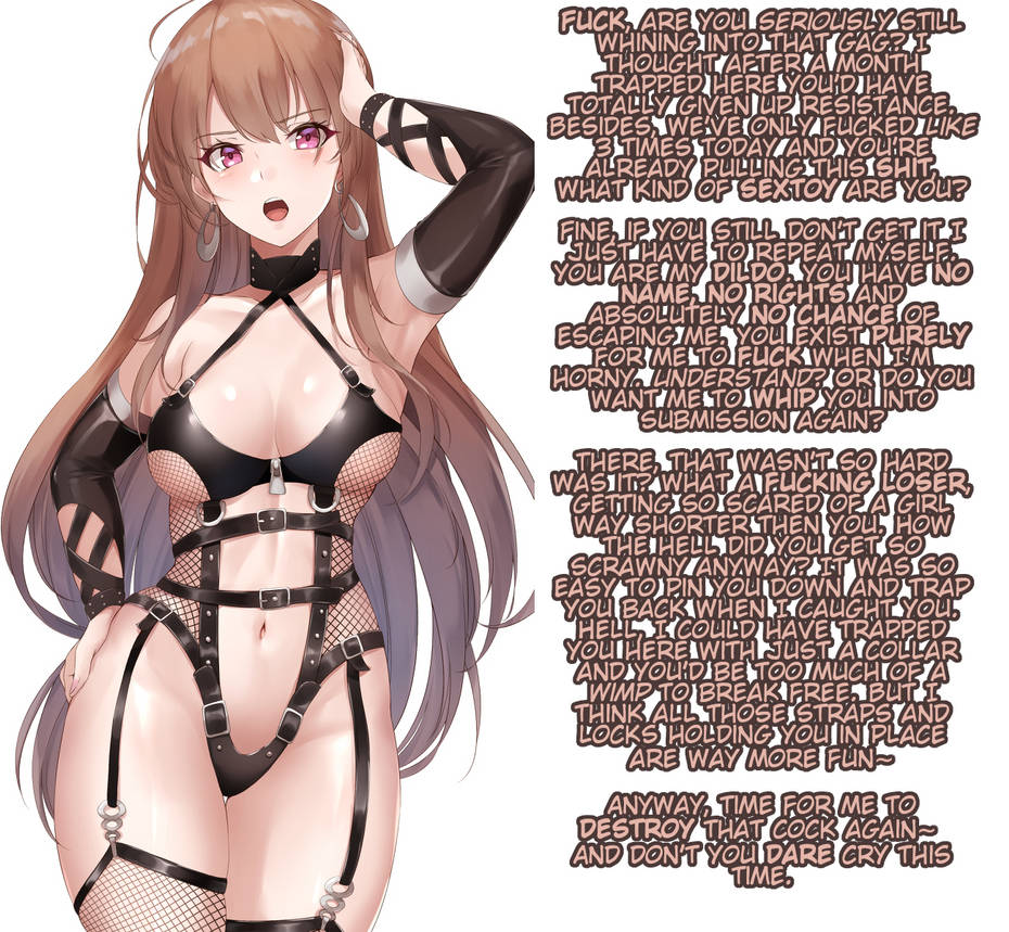 1girls, blender27, bondage, brown hair, caption, dialogue, dominatrix, english, english text, female, femdom, femdom caption, fishnet legwear, fishnets, kidnapped, rape, sex slave, slave, text, thighhighs