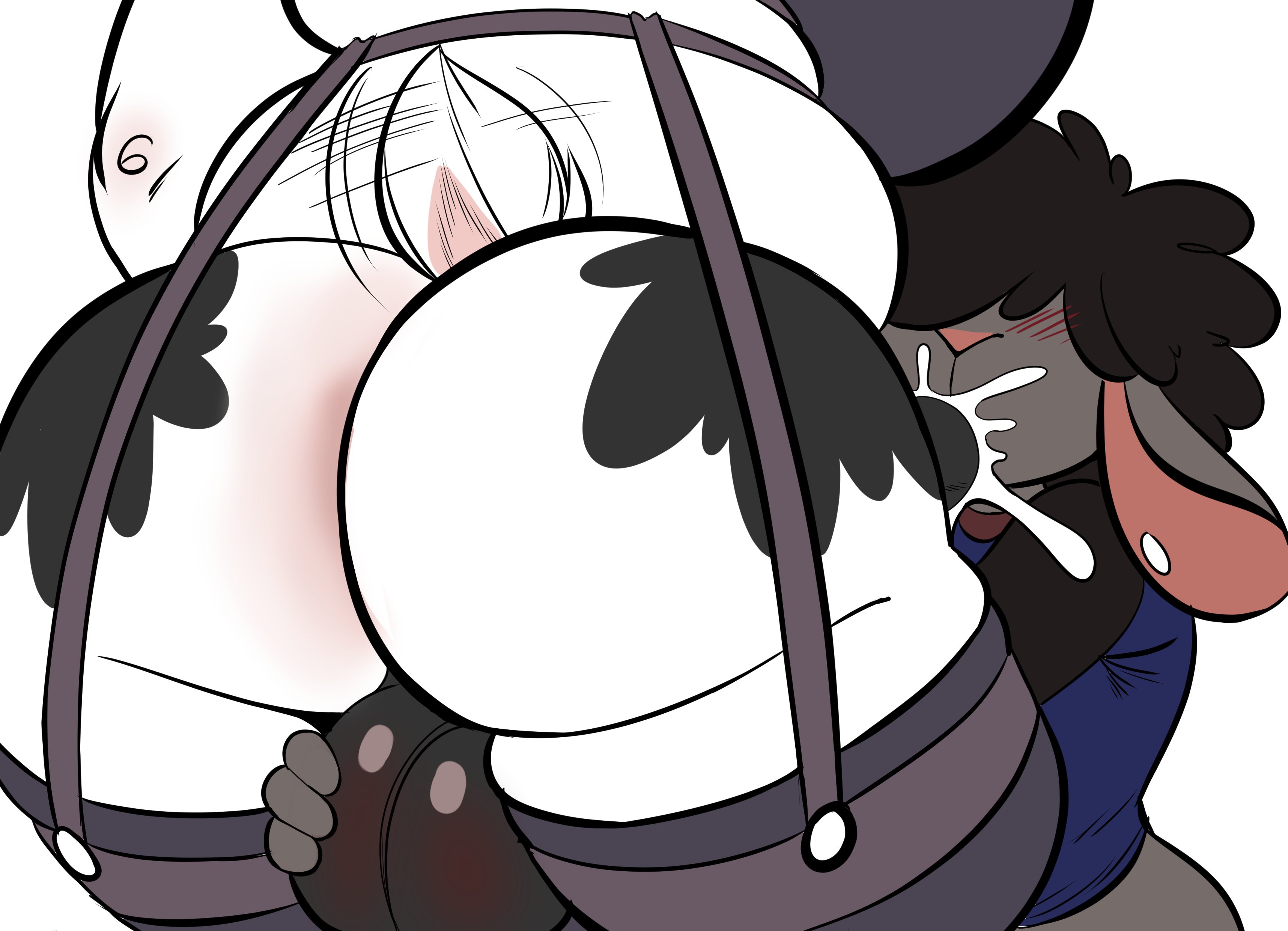 1boy, 1futa, 2boys, anthro, ass, balls, big ass, black sheep, black wool, bubble ass, bubble butt, caprine, clothing, cum, cum in mouth, cum inside, duo, fur, furry, furry only, futa on male, futanari, gay, huge ass, intersex, isolatedartest, male, male only, penis, sheep, tagme, tail, tom (isolatedartest), wool (fur), yaoi