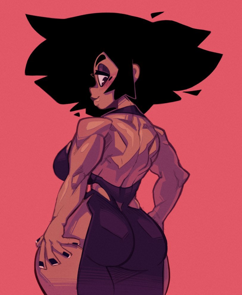 1girls, ass, back, backless outfit, big ass, dark skin, dark-skinned female, dress, female, muscular, muscular female, solo, zephyrgales