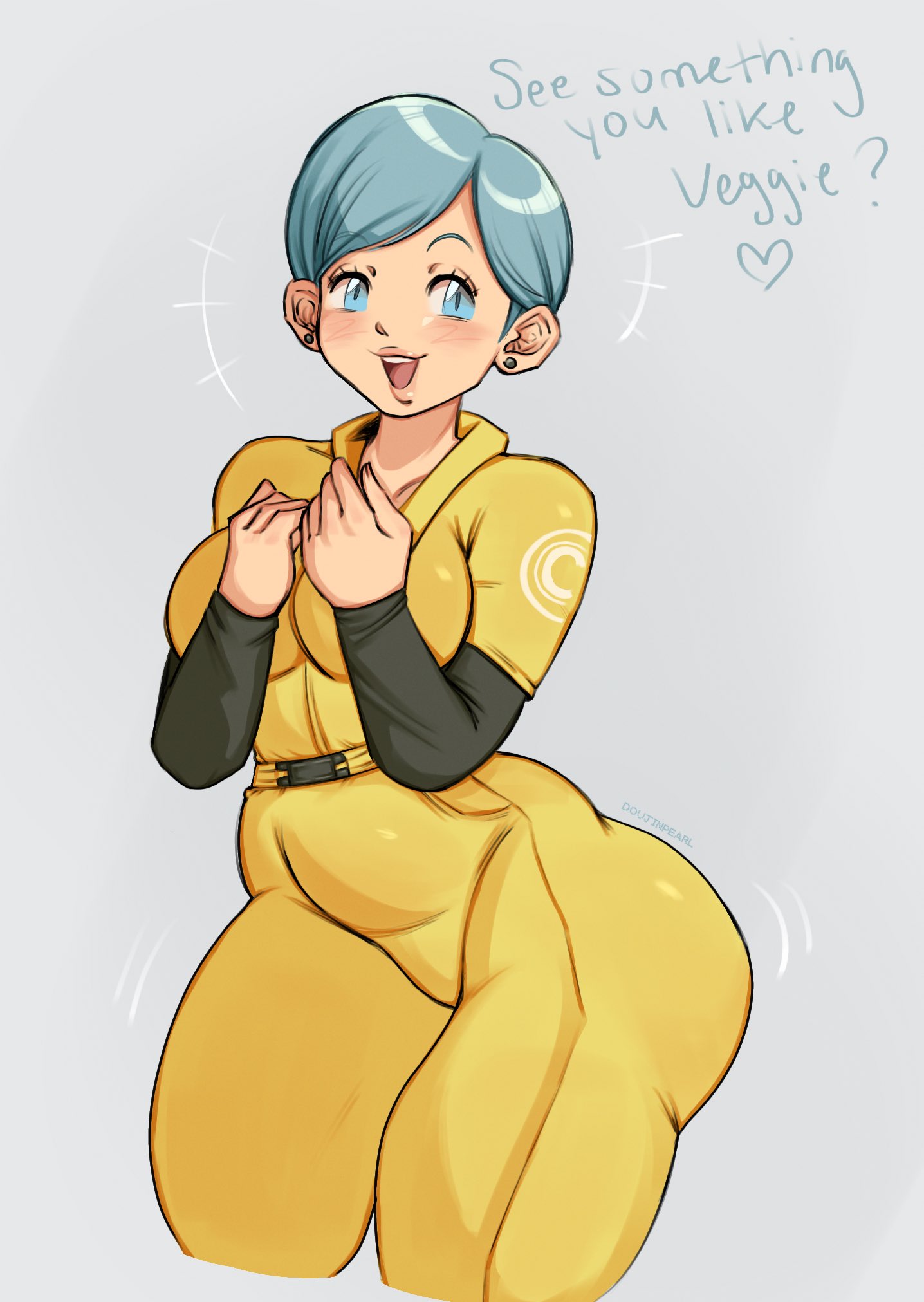 ass, big ass, big butt, blue hair, bulma briefs, bulma briefs (dragon ball super superhero), doujinpearl, dragon ball, dragon ball super super hero, female, thick thighs