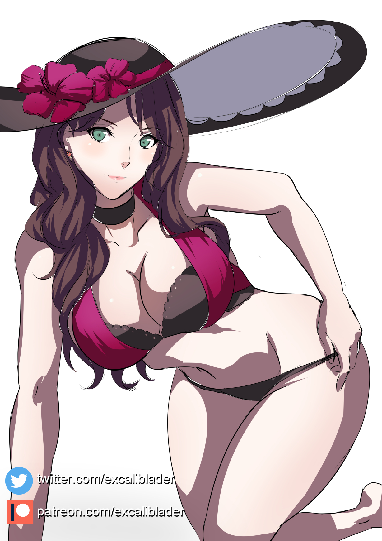 alternate costume, bikini, black bikini, black swimsuit, breasts, dorothea arnault, dorothea arnault (summer), excaliblader, female, female only, fire emblem, fire emblem heroes, fire emblem: three houses, looking at viewer, nintendo, official alternate costume, purple bikini, purple swimsuit, solo, swimsuit