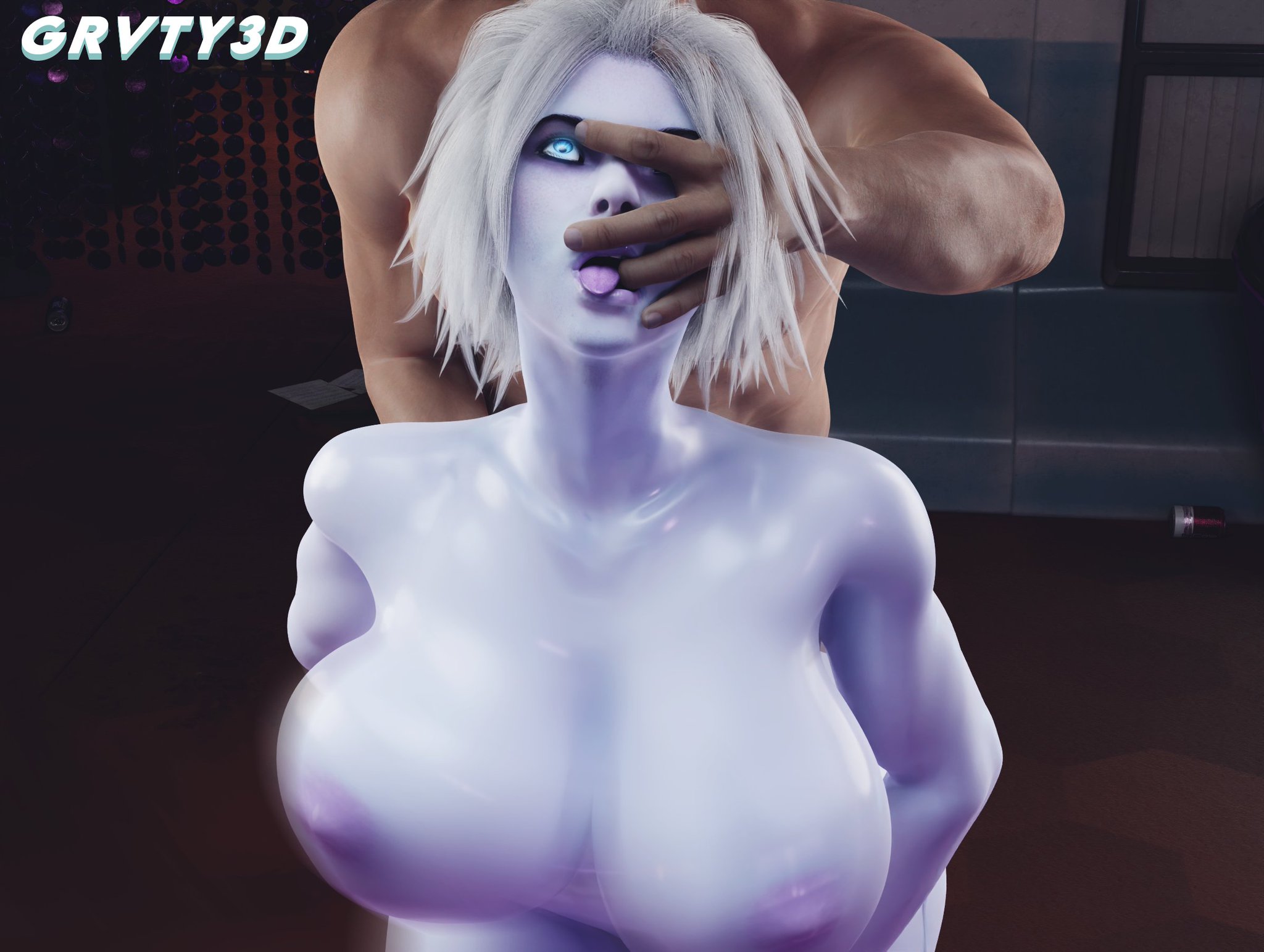 1boy, 1girls, 3d, alien, alien girl, areolae, athletic, athletic female, awoken, blue body, blue eyes, blue skin, breast shake, breasts, bungie, destiny (game), female, finger in mouth, fucked silly, grvty3d, hand in mouth, huge breasts, human, human is better, human penetrating, interspecies, light skin, light-skinned female, light-skinned male, looking up, male, mara sov, penis, rough sex, swaying breasts, tongue, tongue out, white penis, white skin