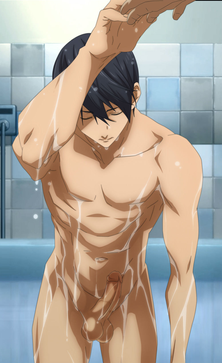 abs anime_style balls ballsack bath bathing bathtub boner completely_naked completely_nude completely_nude_male exposed_balls exposed_penis free! free!_iwatobi_swim_club gay haruka_nanase male male_only naked naked_male nanase_haruka_(free!) no_nipples nude nude_male standing swimming wet wet_body wet_hair wet_skin