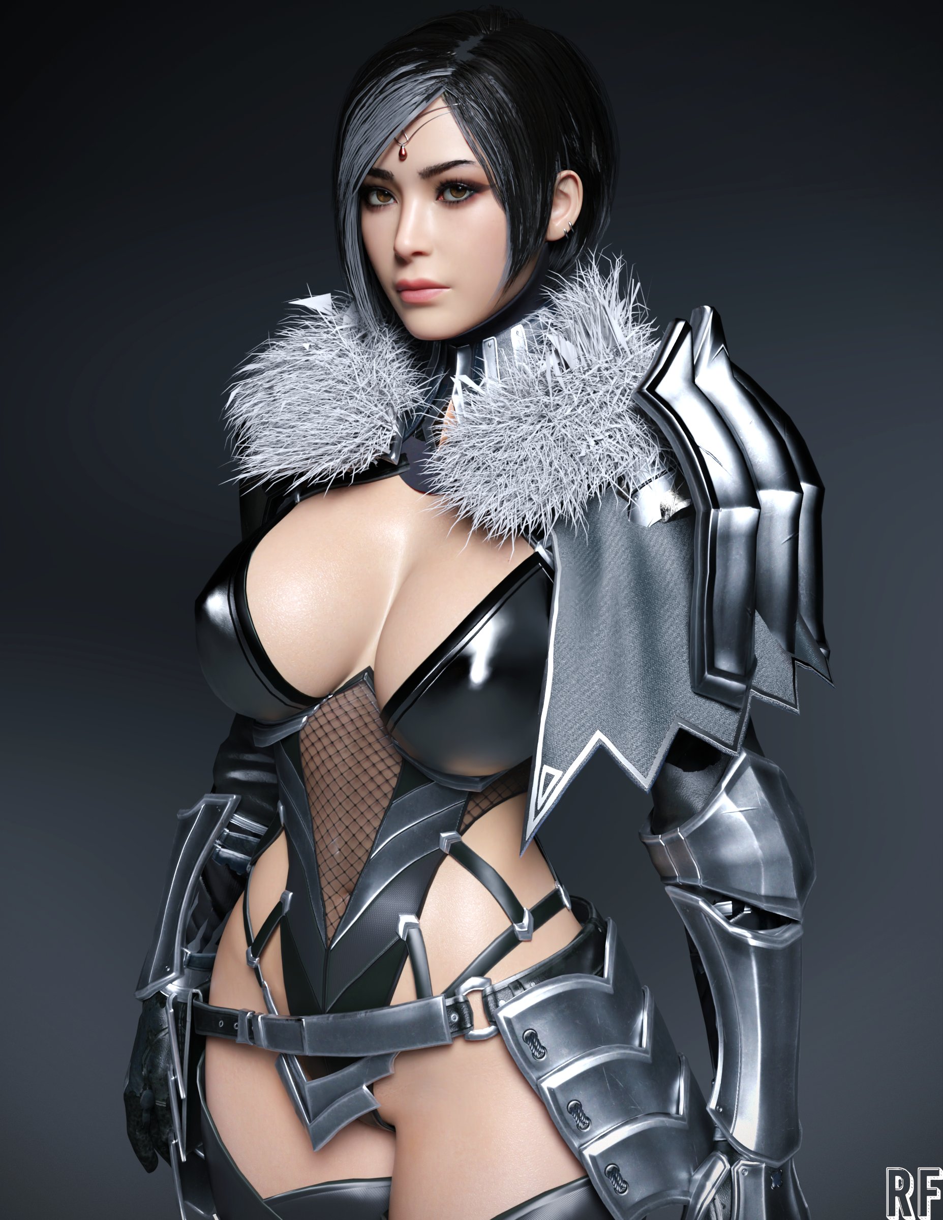 1girls, 3d, ada wong, ada wong (adriana), big breasts, breasts, female, female only, large breasts, resident evil, resident evil 2, rude frog, solo, thick thighs, unconvincing armor, wide hips