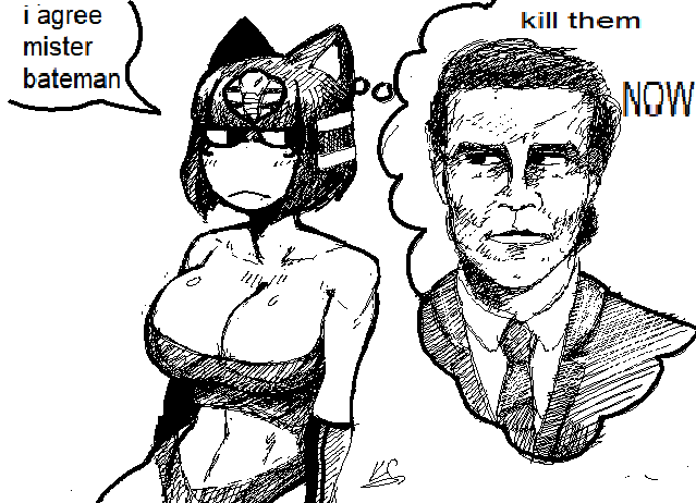 1boy 1girls american_psycho animal_crossing ankha ankha_(animal_crossing) big_breasts breasts english_text feline female meme milkcan milkcan_(artist) nintendo no_color patrick_bateman simple_background speech_bubble tagme text thought_bubble white_background