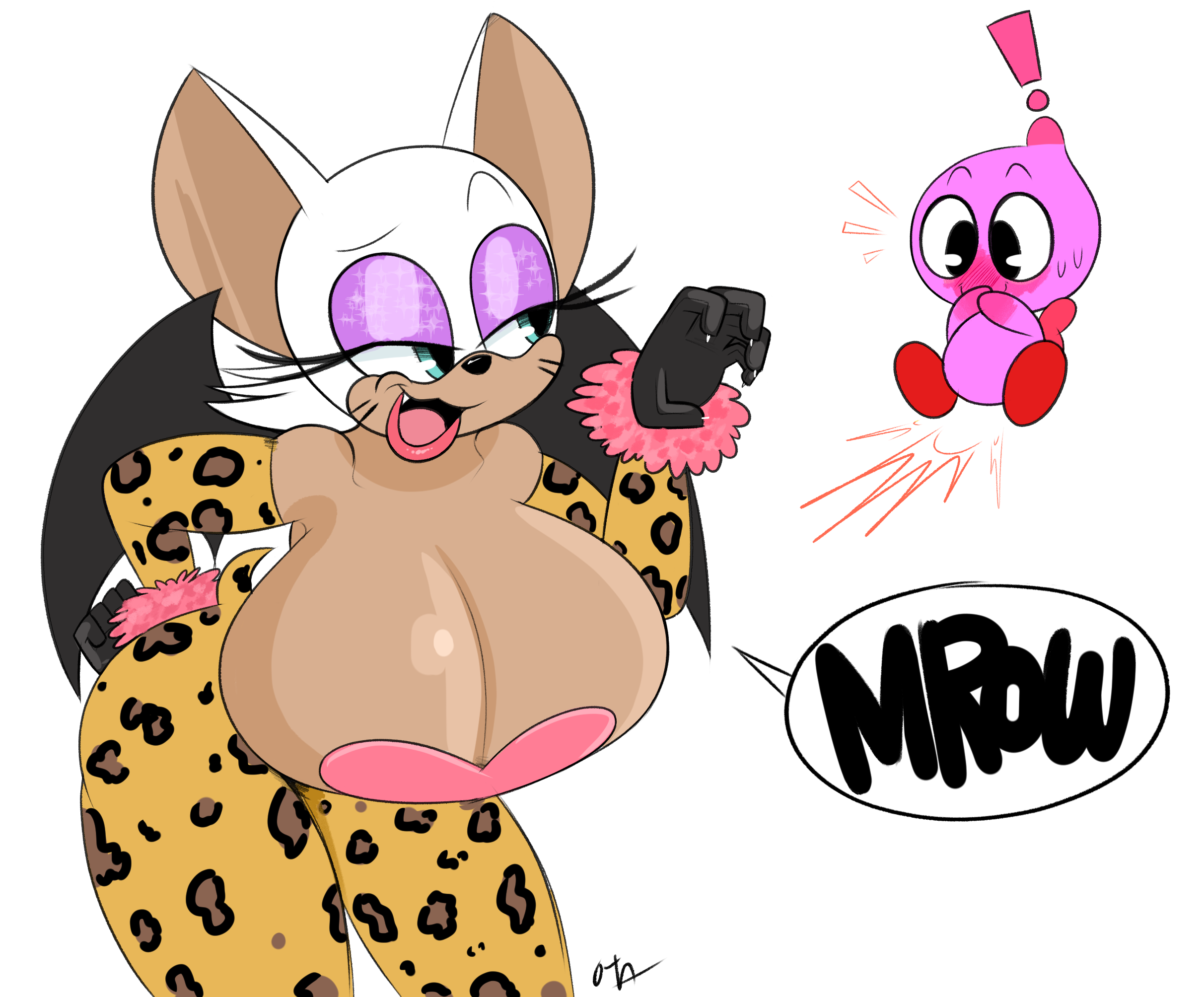 big breasts, breasts, chao (sonic), clawroline, clawroline (cosplay), cosplay, female, kirby, kirby (series), kirby and the forgotten land, leopard print, ota (artist), rouge the bat, sonic (series)