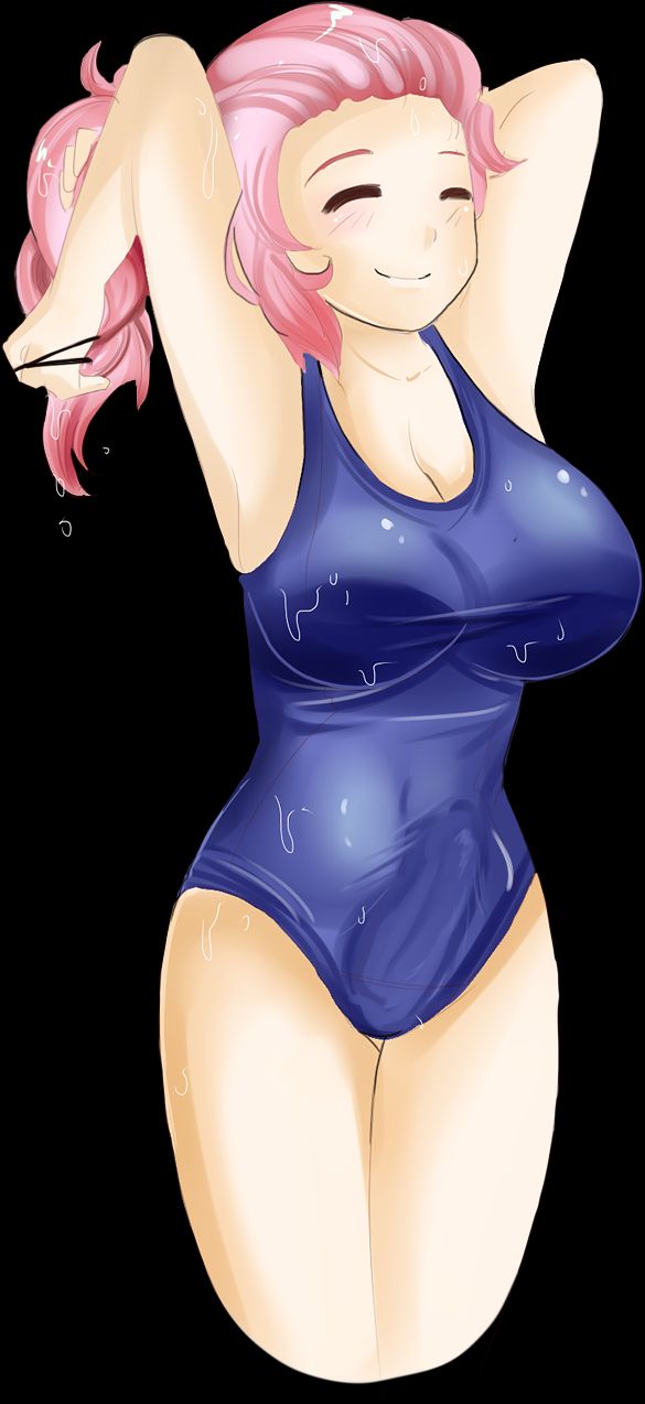 1futa big_breasts big_penis blush breasts bulge flipped_hair fumiko_fujimoto_(plum_tea) futanari hairband huge_breasts large_breasts large_penis penis pink_hair plum_tea ponytail saintxtail smile sprite sprite_art sukumizu sweat swimsuit wet