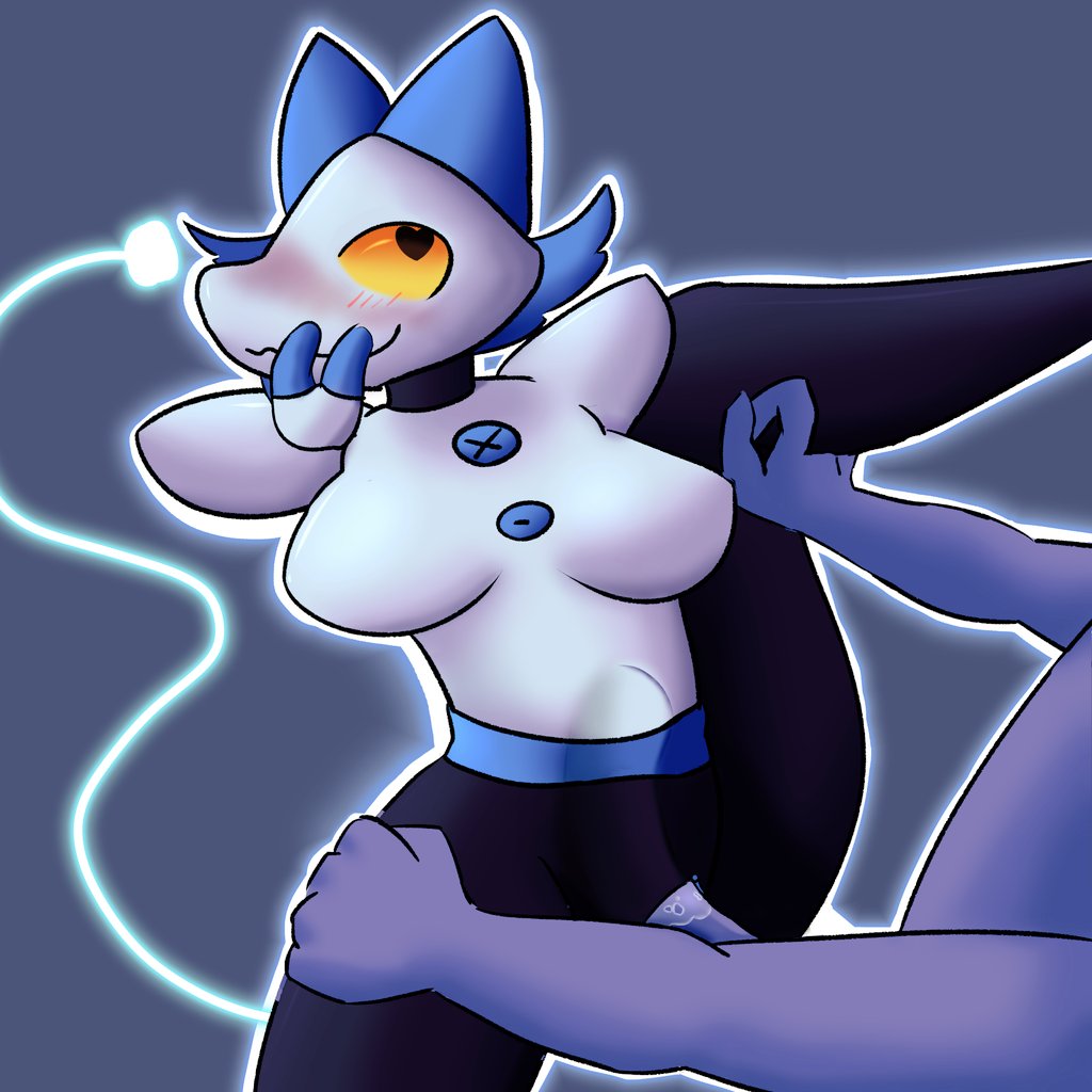 ahe_gao cat_ears deltarune deltarune_chapter_2 electrical_plug_tail fanart furry medium_breasts tail tasque_manager_(deltarune) vaginal_penetration