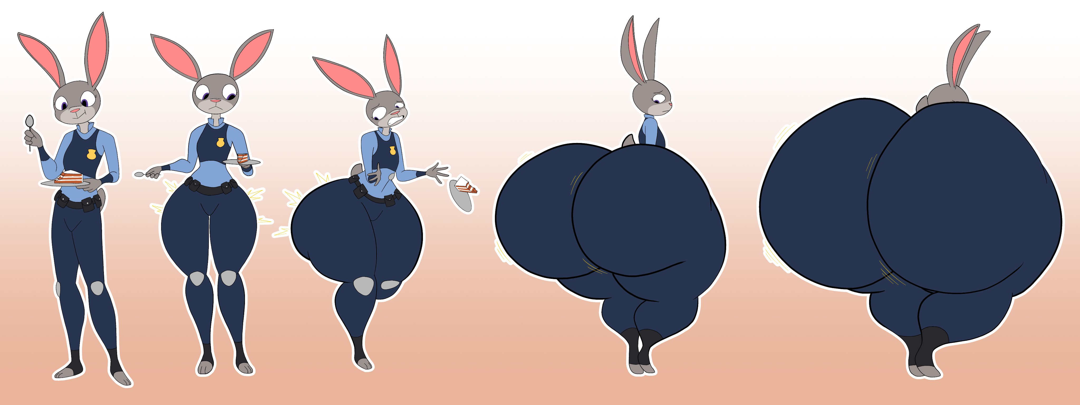 ass, ass expansion, big ass, bubble ass, bubble butt, butt expansion, clothing, ectofish, female, flat chest, furry, huge ass, hyper, hyper ass, judy hopps, zootopia
