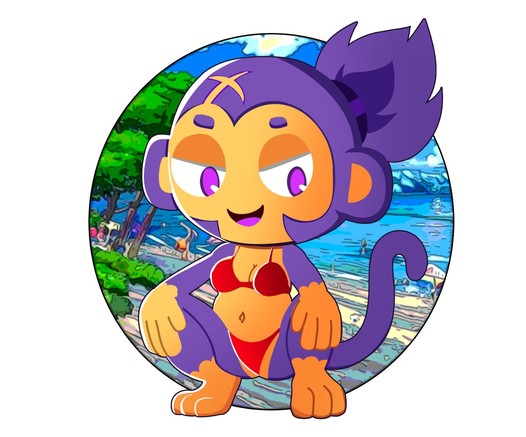 1girls artist_request bikini bloons_tower_defense ezili female female_only monkey monkey_girl ninja_kiwi primate purple_fur smile