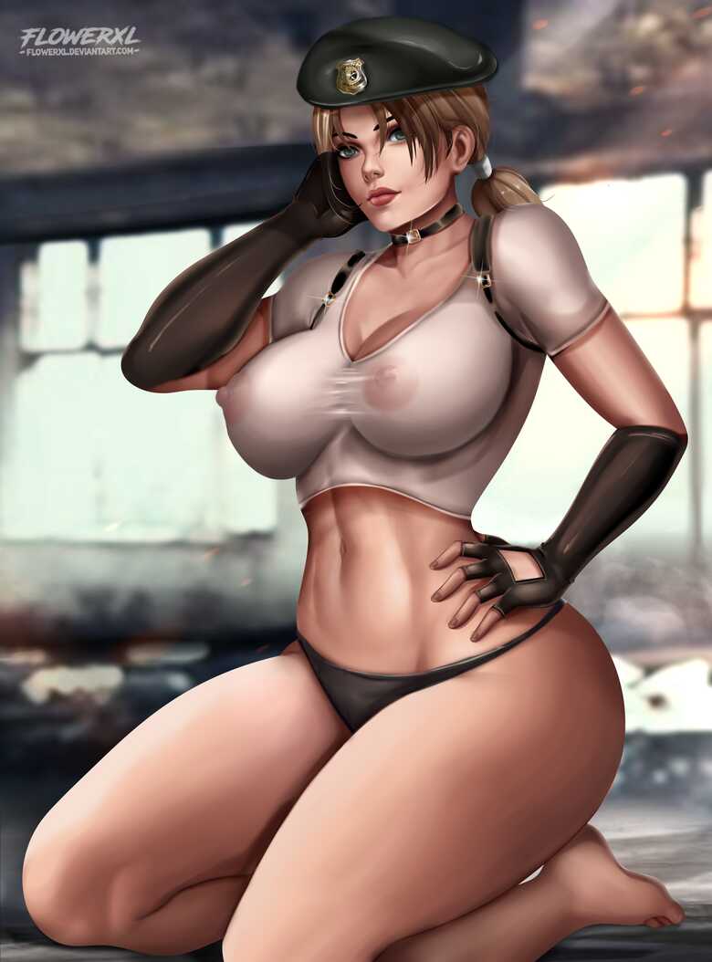 1girls 2d big_breasts black_panties blonde_hair blue_eyes breasts cleavage female female_only flowerxl front_view gloves indoors large_breasts light-skinned_female light_skin looking_at_viewer mortal_kombat mortal_kombat_(2011) nipples_visible_through_clothing on_knees pinup police_hat ponytail sitting_on_soles solo sonya_blade sonya_blade_(mk9) toned_female video_game_character white_tank_top