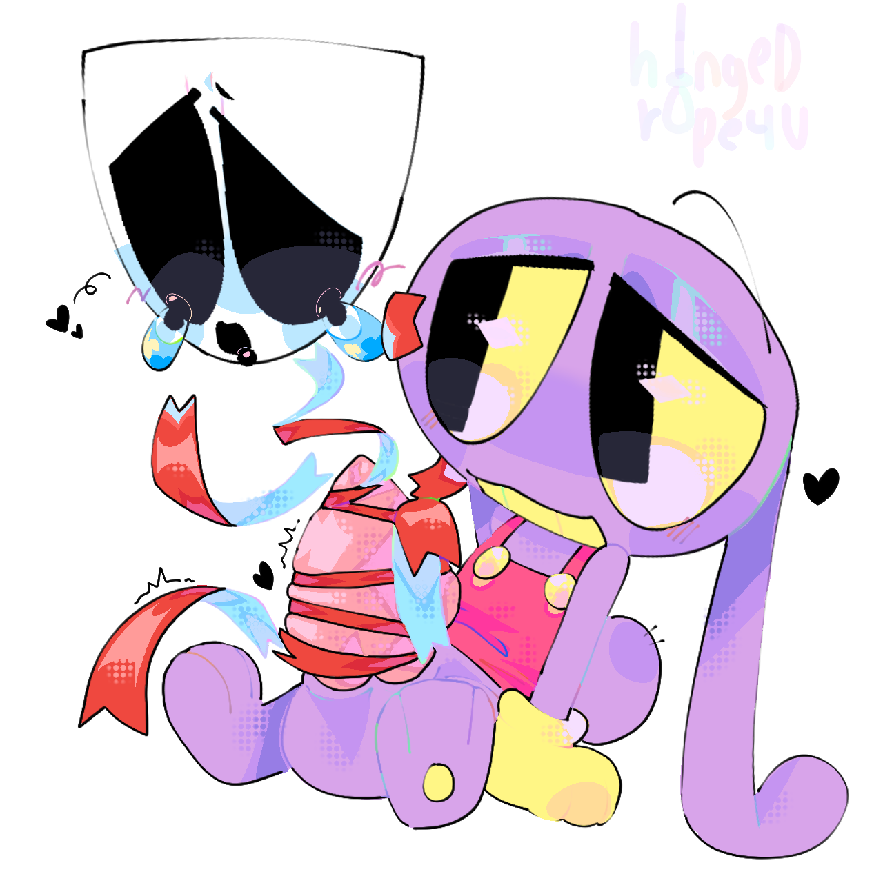 animal genitalia, chibi, cute, female, gangle (the amazing digital circus), glitch productions, jax (the amazing digital circus), kawaii, rope, straight, the amazing digital circus