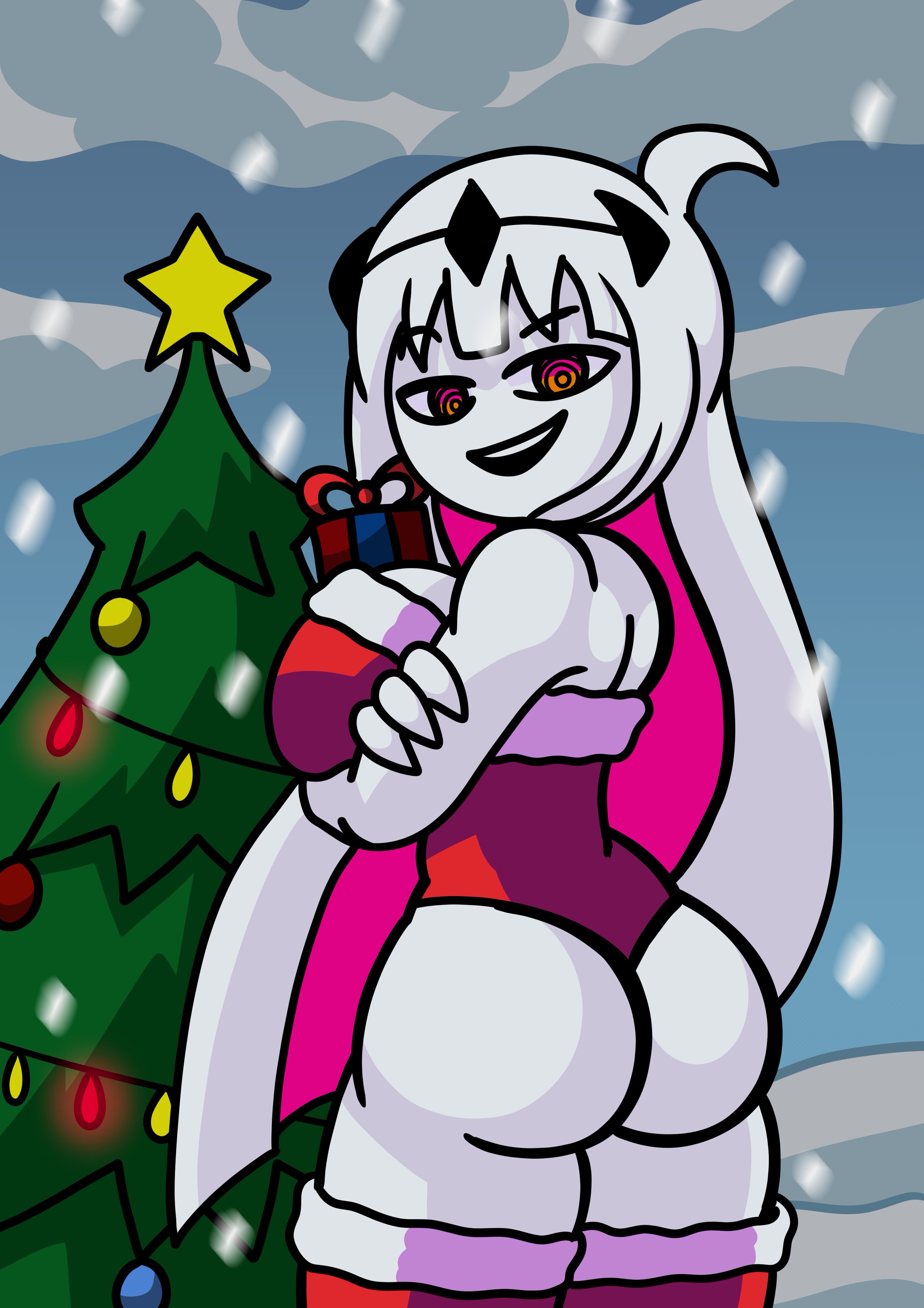 ass, christmas, christmas outfit, christmas tree, darkasiden, friday night funkin, friday night funkin mod, nikusa (sugarratio), tagme