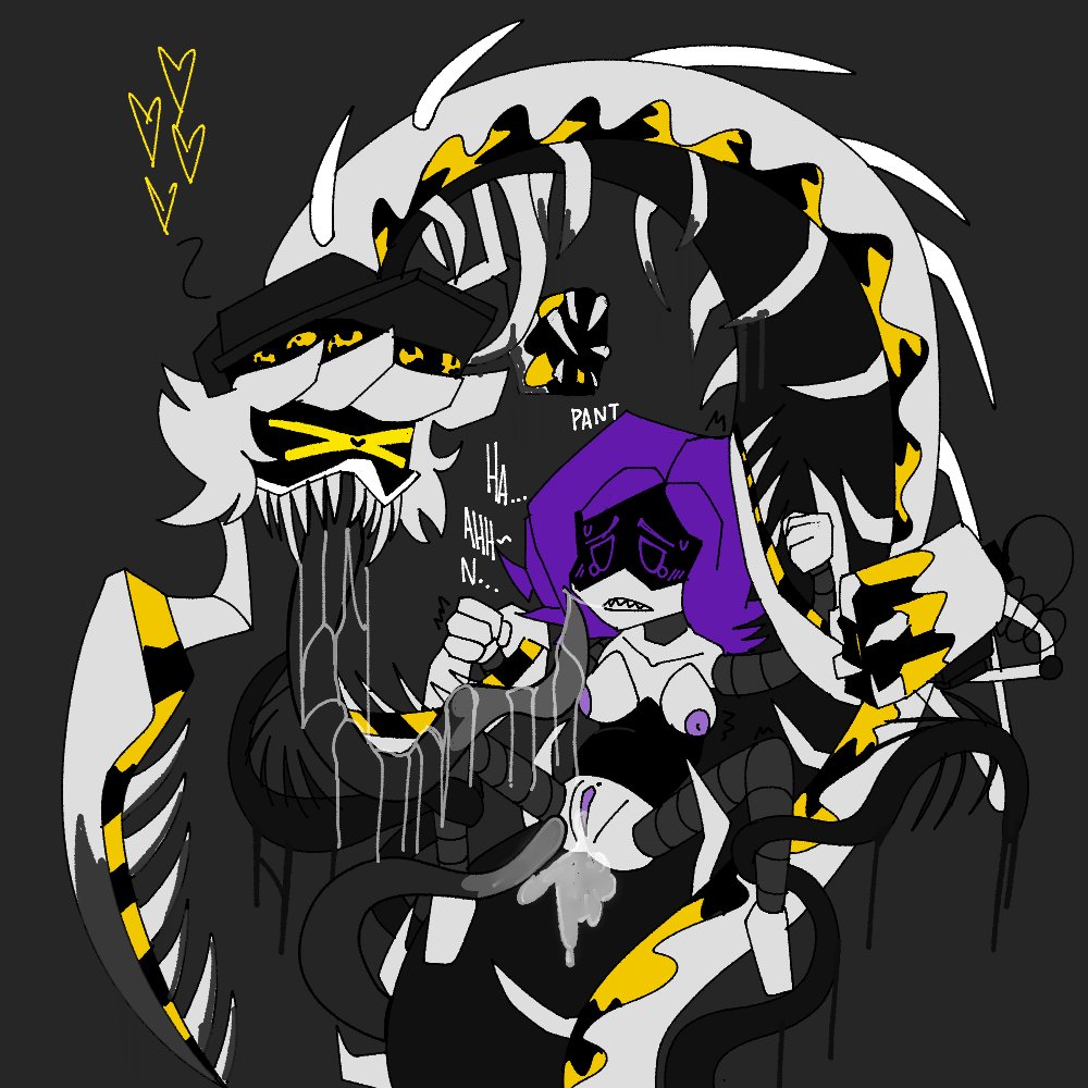 1boy, 1girls, 2d, cyn (murder drones), eldritch disassembly drone, eldritch n (murder drones), female, glitch productions, humanoid, male, murder drones, n (murder drones), robot, robot boy, robot girl, robot humanoid, screen face, tagme, uzi (murder drones), vicious fiend