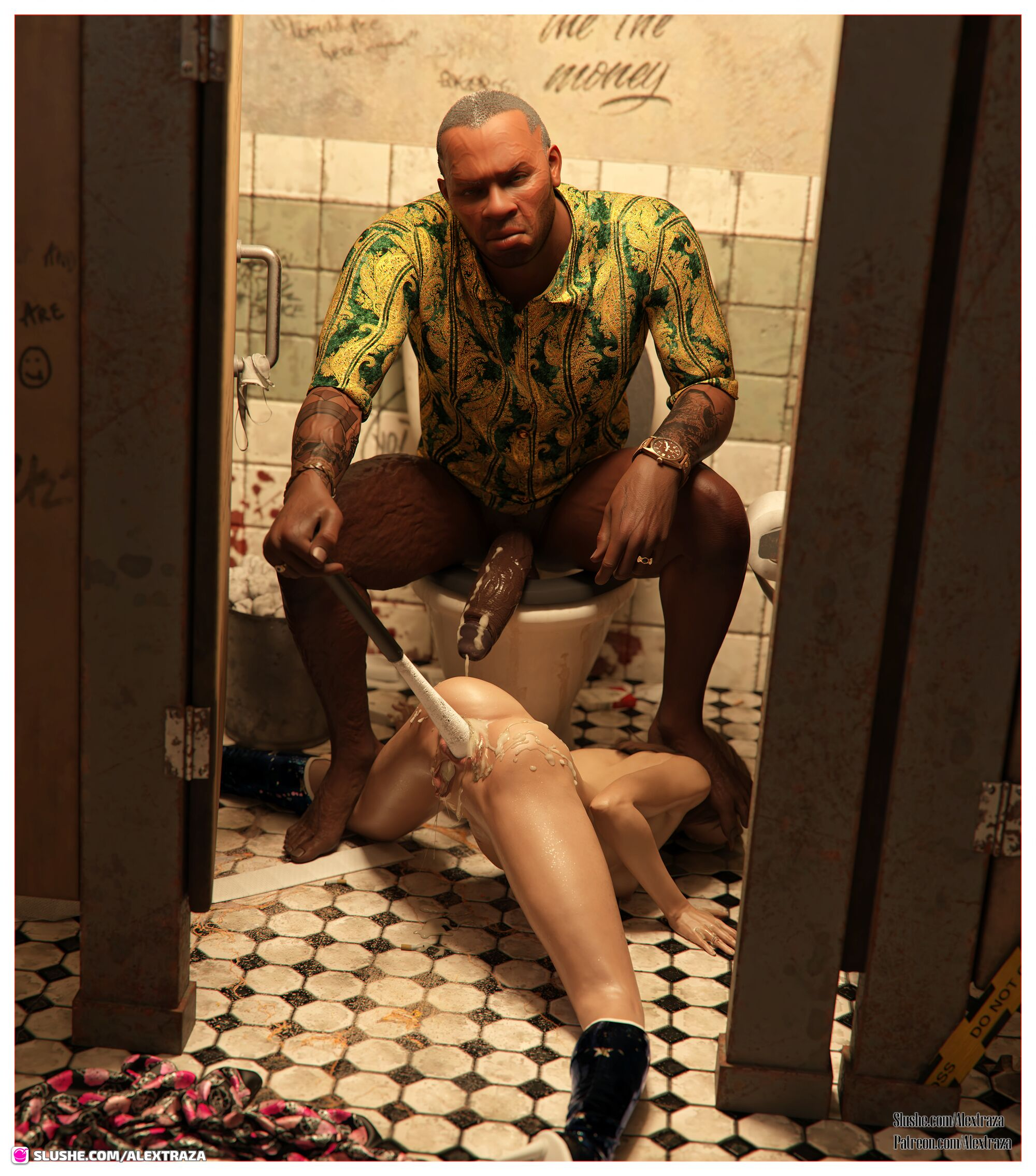 1boy, 1girls, 2022, 3d, after sex, alextraza, all fours, bathroom, bathroom stall, cum, cum in pussy, cum inside, dark skin, dark-skinned male, exhibition, exhibitionism, exhibitionist, exposed, female, femsub, male, maledom, on all fours, penis, public, public exposure, public humiliation, public nudity, public restroom, pussy, restroom, restroom stall, slushe (website), straight