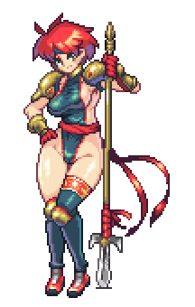 breasts camille_(suikoden) gensou_suikoden gensou_suikoden_i hips huge_breasts lance large_breasts leotard pixel_art polearm red_hair short_hair sideboob sideless_outfit spear suikoden suikoden_i tagme thick_thighs thighs transparent_background trident weapon wide_hips yumura_kino yumurama