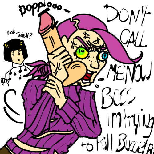 2boys bruno_buccellati dildo doppios_sweater english_text humor jojo's_bizarre_adventure lowres nelsonnoir pink_hair vento_aureo vinegar_doppio