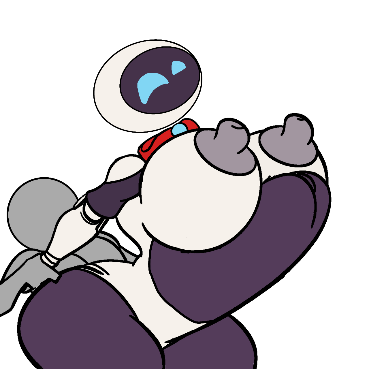 EVE looks at Wall-E with fondness her metallic shell reflecting their shared glow