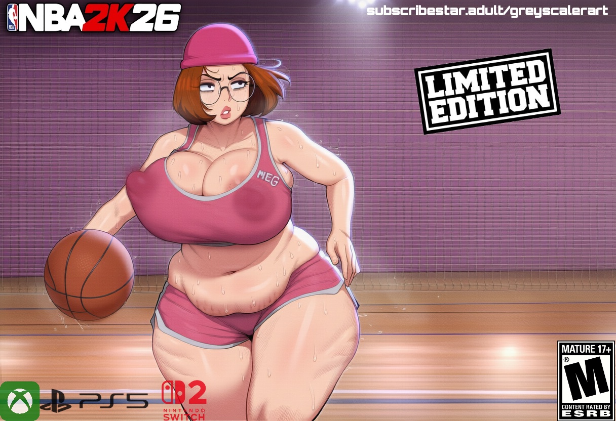 ai generated, dumb, family guy, female, greyscaler, meg griffin, meme, nba