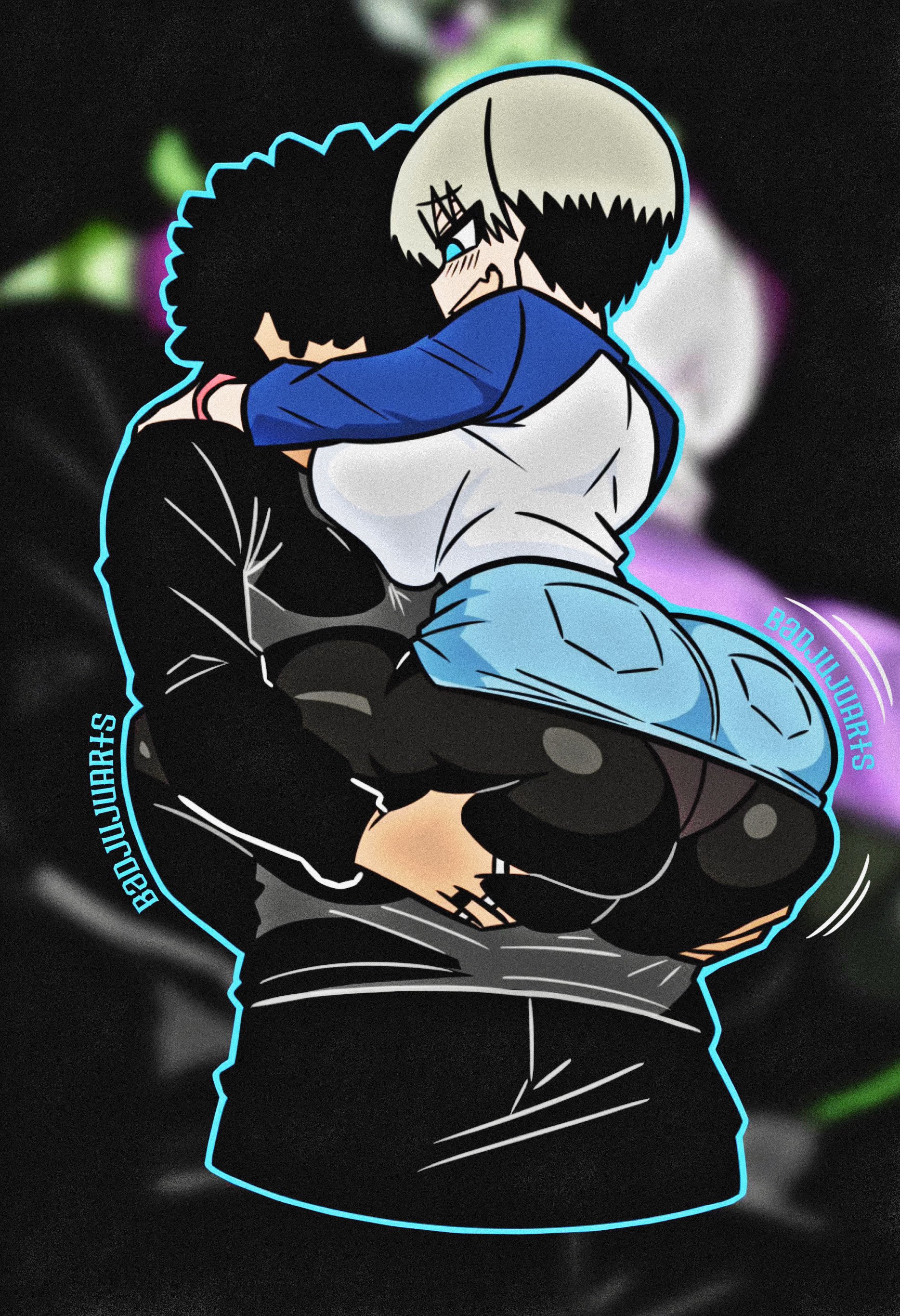 1boy1girl, ass, badjujuarts, bubble butt, female, grabbing another's ass, grabbing partner, holding ass, holding partner, male, pantyhose, see-through, self insert, tagme, upskirt, uzaki hana, uzaki-chan wa asobitai!