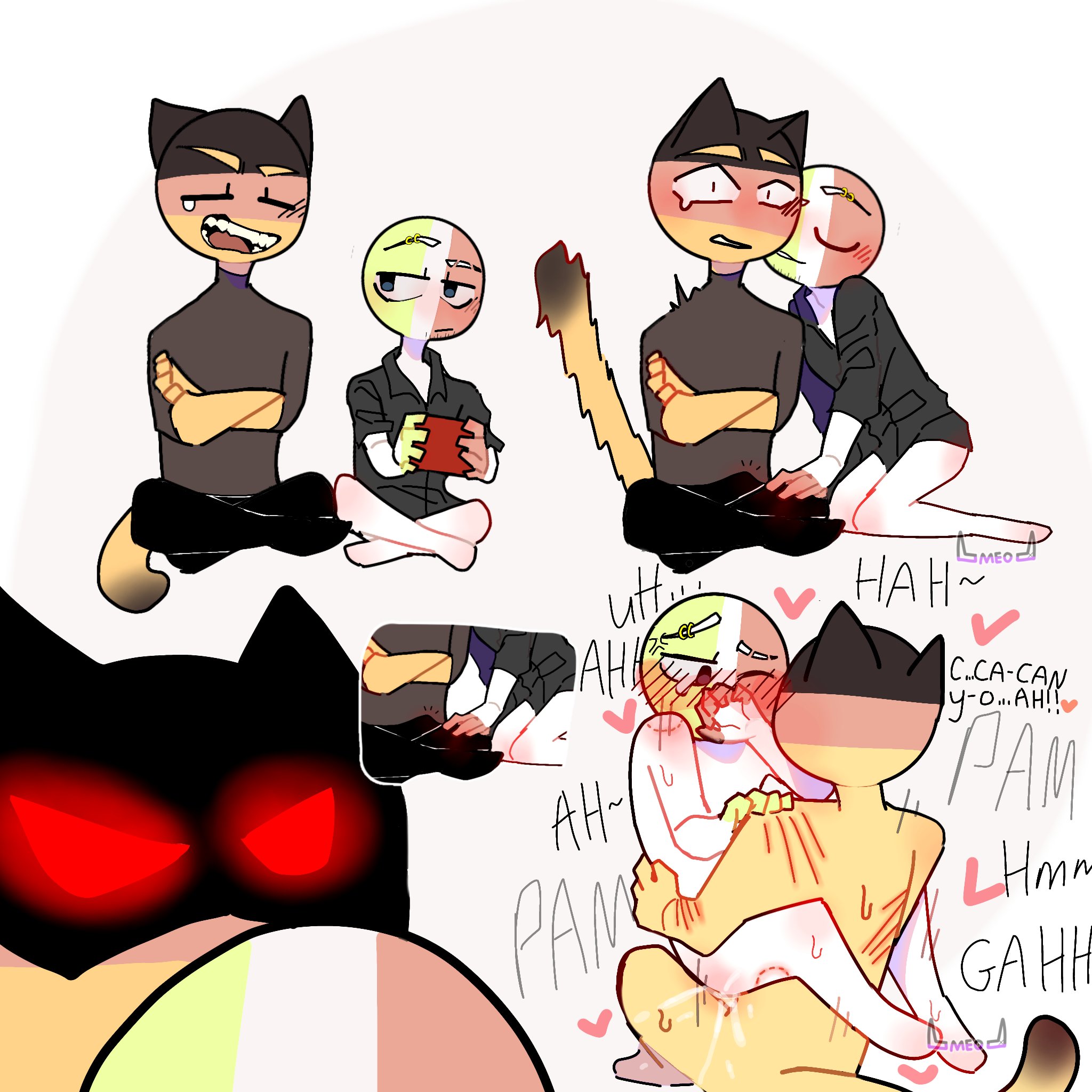 anal sex, cat boy, catboy, countryhumans, eyebrow piercing, gay, germany (countryhumans), italy (countryhumans), male
