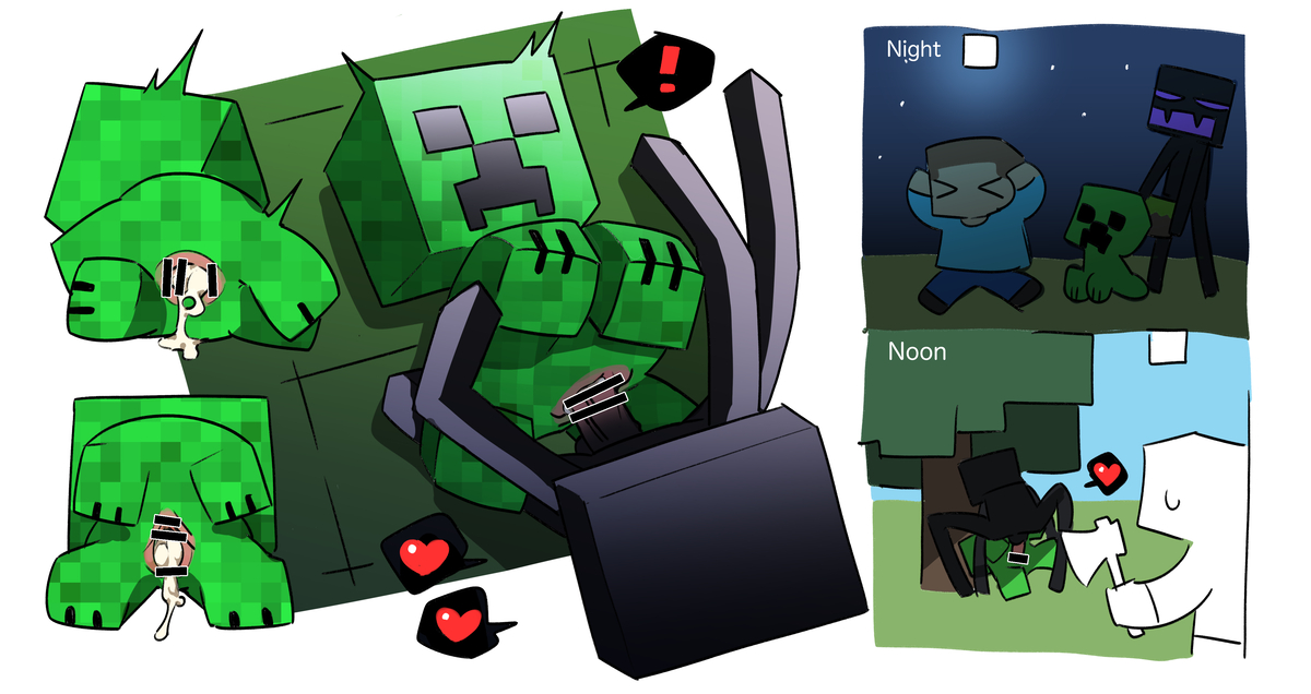 creeper, creeper (minecraft), cuntboy, enderman, intersex, interspecies, mating press, minecraft, minecraft mob, mob, mob face, monster, pussy, sex, vaginal penetration
