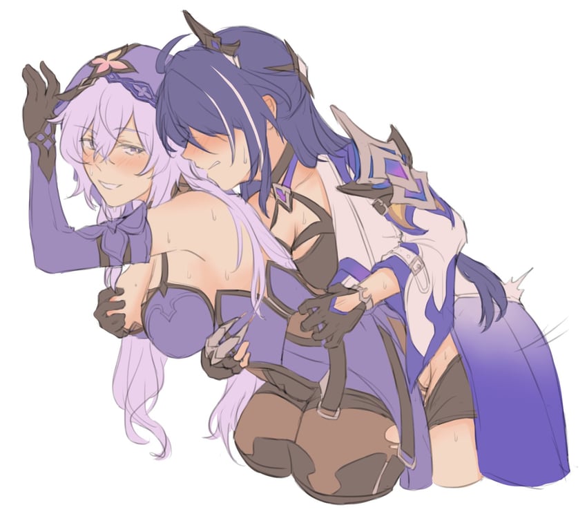 1futa, 1girls, acheron (honkai: star rail), backshots, black swan (honkai: star rail), blue hair, female, futa focus, futa on female, futa with female, futadom, futanari, honkai: star rail, hoyoverse, intersex, purple hair, sex, sex from behind, white background