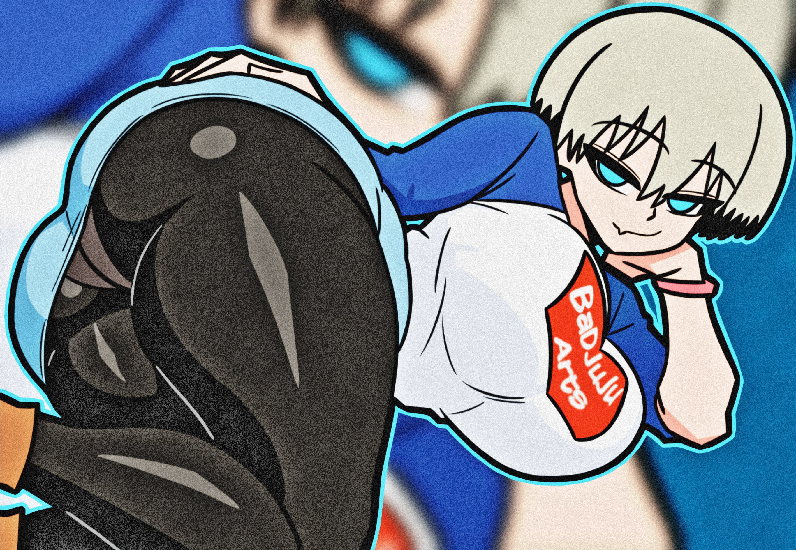 ass, badjujuarts, breasts, bubble butt, cute fang, hanging breasts, huge breasts, laying on side, pantyhose, see-through, tagme, upskirt, uzaki hana, uzaki-chan wa asobitai!