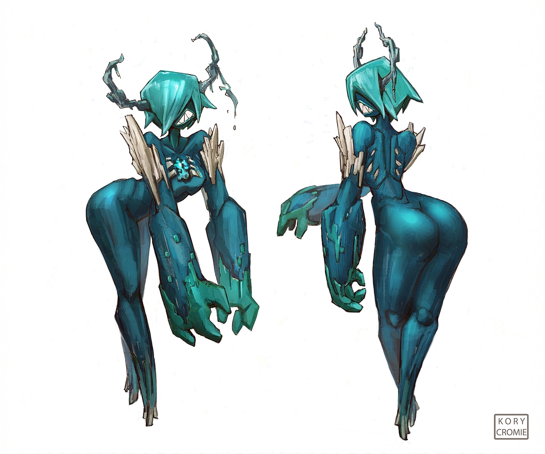 1girls, ass, ass focus, back view, big ass, breasts, female, female only, horn, kory cromie, microsoft, minecraft, mojang, monster, monster girl, solo, solo female, thighs, warden (minecraft), warden woman (minecraft), watermark