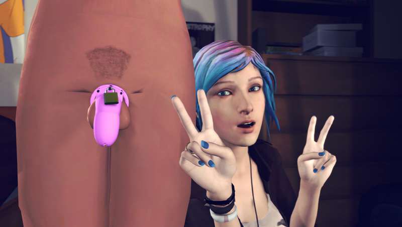 3d chastity chastity_cage chloe_price life_is_strange male peace_sign ponkosfm sfm small_penis_humiliation unseen_male_face