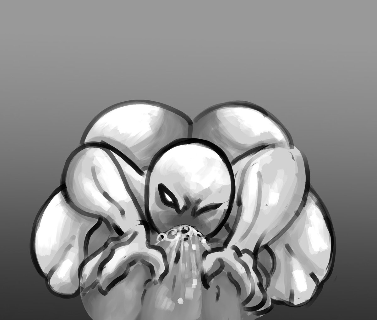 1boy, 1girls, alien, alien girl, angry face, ass from the front, big breasts, breasts, clawed fingers, cum, cum in mouth, deepthroat, fellatio, female, female creature, huge breasts, light skin, light-skinned female, male, pale skin, pale-skinned female, repomorame, thick thighs, wide hips