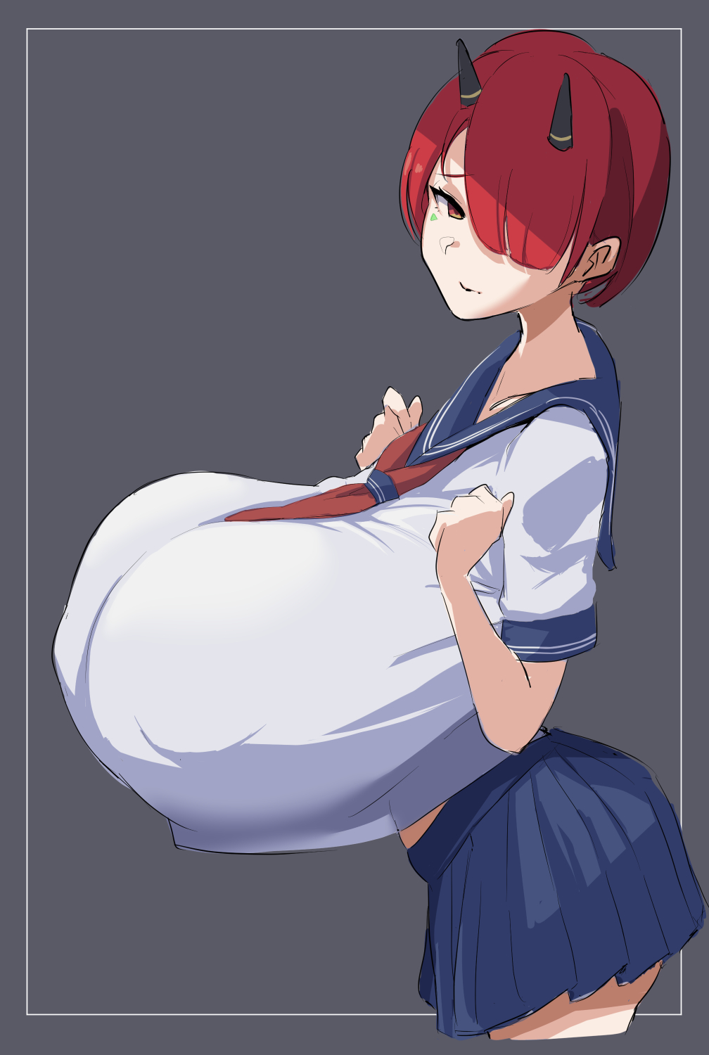 1girls bakunyuu big_breasts breasts breasts_bigger_than_head busty curvaceous curves curvy curvy_body curvy_female curvy_figure enormous_breasts female female_focus female_only gigantic_breasts horns huge_breasts ignis_(last_origin) kunoichimaru large_breasts last_origin massive_breasts red_eyes red_hair school_uniform schoolgirl schoolgirl_uniform short_hair solo solo_female voluptuous