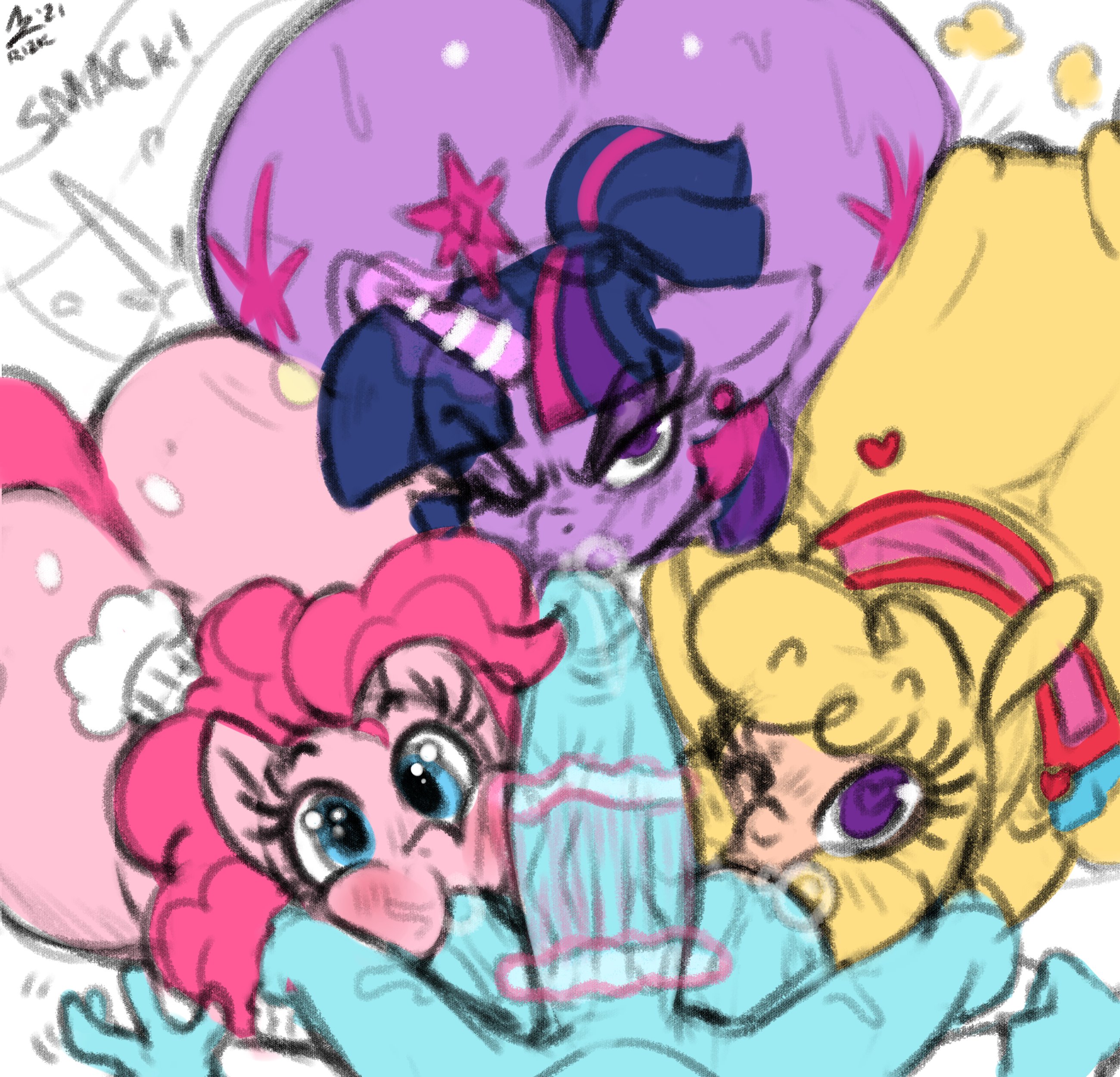 3girls, aer0 zer0, alpaca, angry, angry face, angry fellatio, angry oral, angry sex, anthro, balls, balls sucking, blowjob, collaborative fellatio, double balls sucking, fellatio, female, feral, happy, happy sex, heart-shaped pupils, looking at viewer, looking up, magic, magic user, male, multiple females, multiple girls, my little pony, oral, oral sex, paprika paca (tfh), penis, pink mane, pinkie pie (mlp), purple fur, purple mane, sucking balls, sucking off, sucking penis, sucking testicles, teamwork, testicles, them's fightin' herds, twilight sparkle (mlp), unicorn horn, unicorn pony, yellow fur