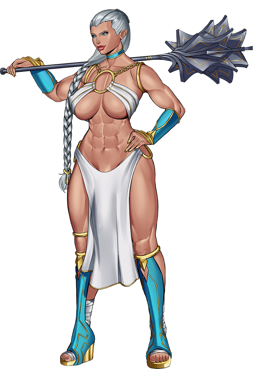 1futa 2d armor big_breasts big_penis blue_eyes boobs boots bottomless_loincloth braid braided_hair braided_ponytail breasts bulge bulge_through_clothing cameltail choker clothed clothing dark-skinned_futanari dark_skin dickgirl exposed_ass flaccid futa_only futanari gauntlets hand_on_hip human intersex jane_(shackles_of_ellswyn) loincloth mace mostly_nude muscular muscular_futanari otto_cubze penis penis_bulge penis_under_clothes penis_under_loincloth red_lipstick shackles_of_ellswyn shaved_crotch six_pack smile solo solo_futa standing thighs toned two_hot_milfs warrior white_hair wide_hips