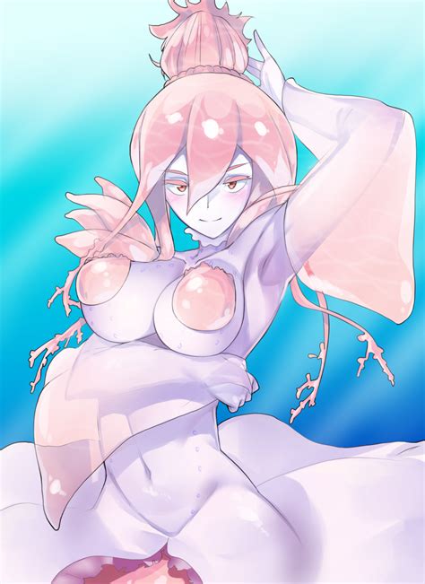 1girls armpits big_breasts blue_background blush female female_only houseki_no_kuni land_of_the_lustrous looking_at_viewer mollusk mollusk_humanoid nipple_bulge pink_eyebrows pink_eyelashes pink_eyes pink_hair pink_skin pseudo_clothing pseudo_hair shiny_hair smile suggestive suggestive_gesture suggestive_look tied_hair underwater unknown_artist ventricosus