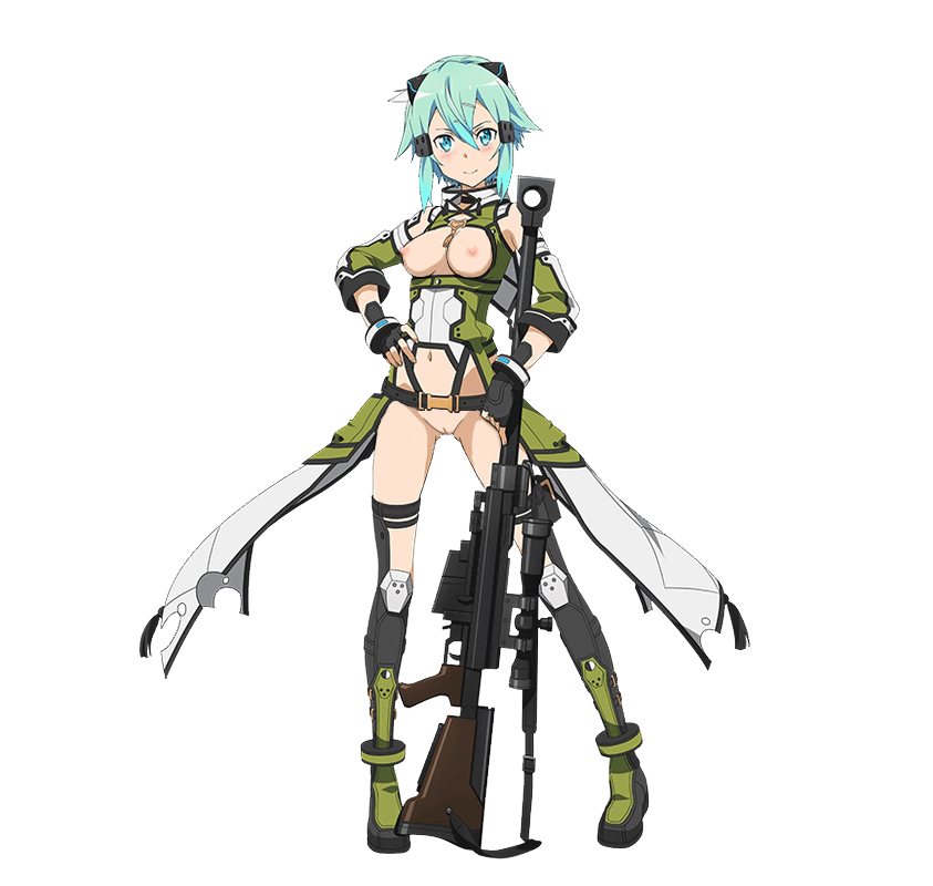 asada shino, female, gun, gun gale online, sinon, sword art online, tagme, transparent background