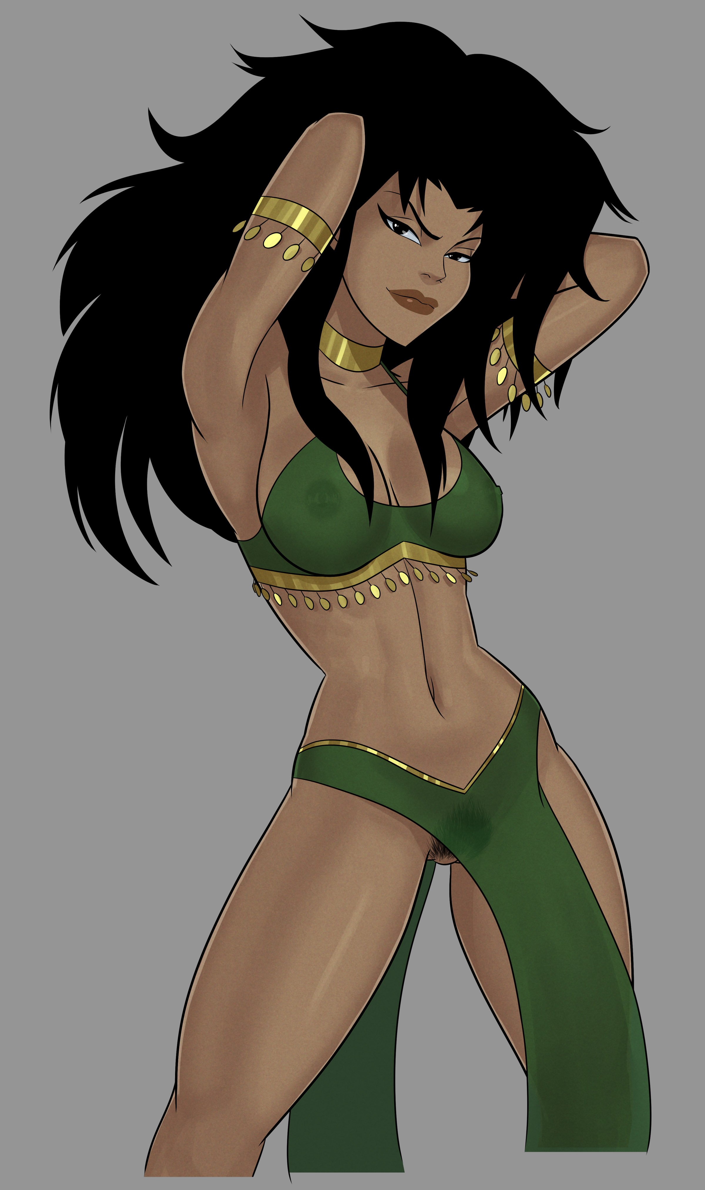 black hair, cheshire, dc, dc comics, jade nguyen, looking at viewer, no panties, see-through clothing, something unlimited, sunsetriders7, tagme, young justice