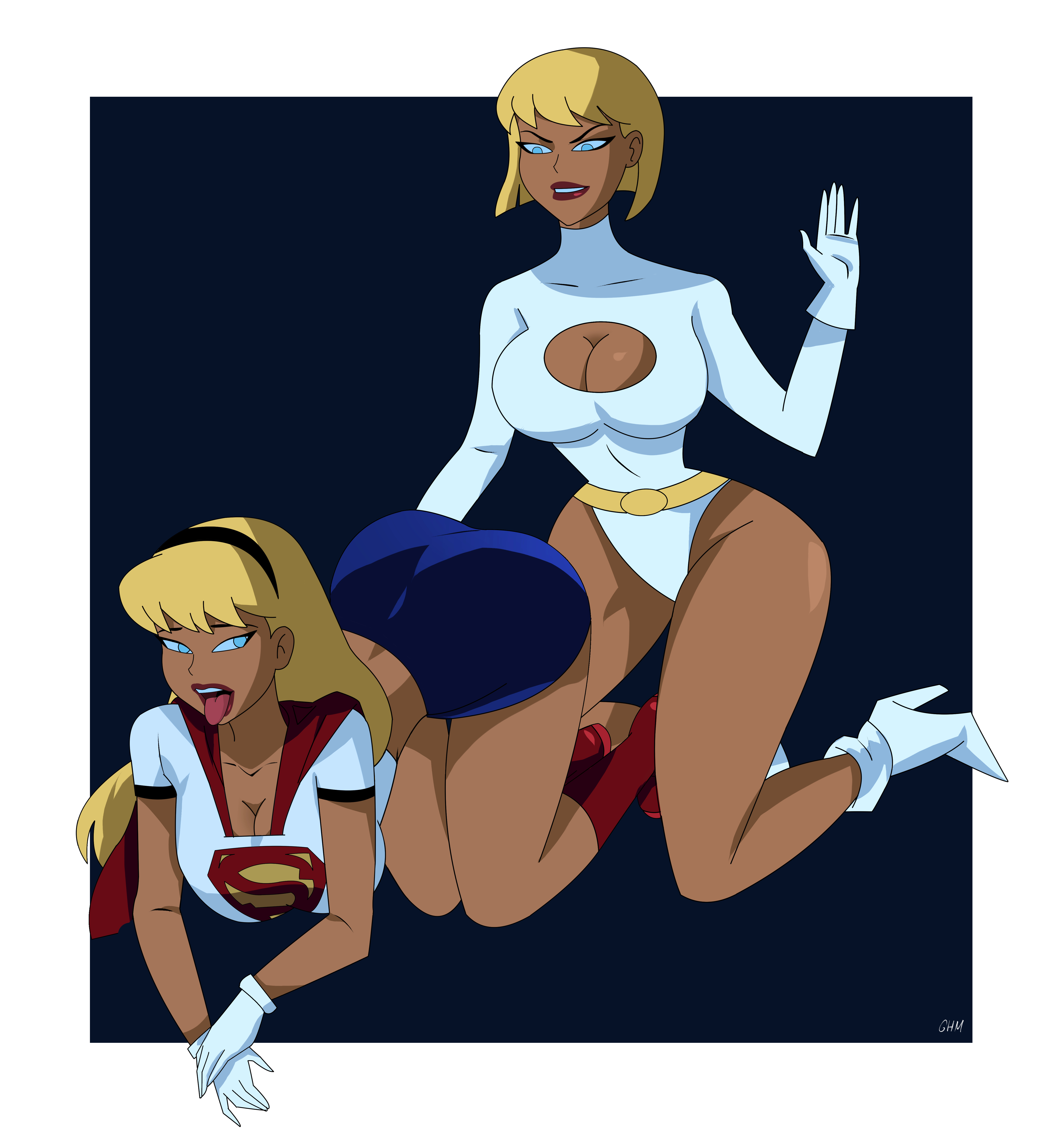 2022, 2d, 2girls, ass, big ass, big breasts, blonde hair, blue eyes, breasts, cartoon network, cleavage, cleavage cutout, dc, dc comics, dcau, female, female only, femdom, femsub, galatea, ghostlessm, high heels, humanoid, justice league unlimited, kara danvers, kara zor-el, kryptonian, lezdom, light skin, light-skinned female, long hair, multiple females, multiple girls, revealing clothes, short hair, spanking, supergirl, supergirl (dcau), superheroine, superman (series), thick thighs, tight clothing, tongue, tongue out, toonami, villainess, wide hips, yuri