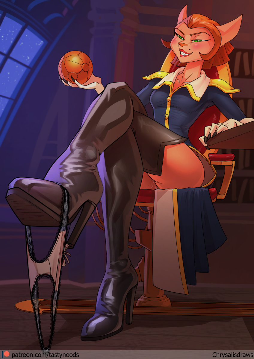 anthro black_boots bodily_fluids boots captain_amelia chrysalisdraws clothing crossed_legs disney felid female genital_fluids hair hi_res high_heel_boots high_heels legwear mammal panties pussy_juice short_hair solo thigh_boots thigh_highs treasure_planet underwear