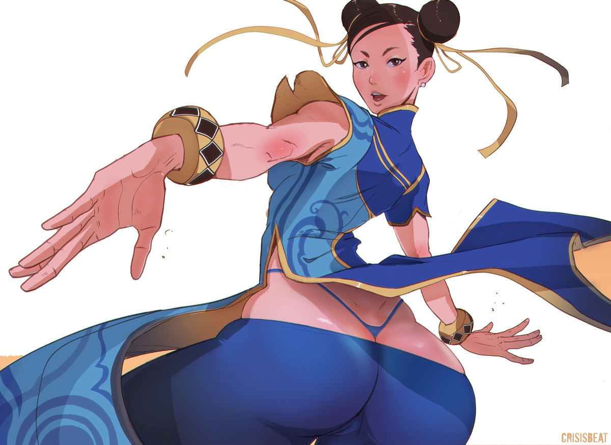 ass, ass cleavage, ass crack, butt crack, capcom, chun-li, chun-li (street fighter 6), crisisbeat, female, female focus, female only, g-string, mature female, milf, rear view, street fighter, street fighter 6, wide hips