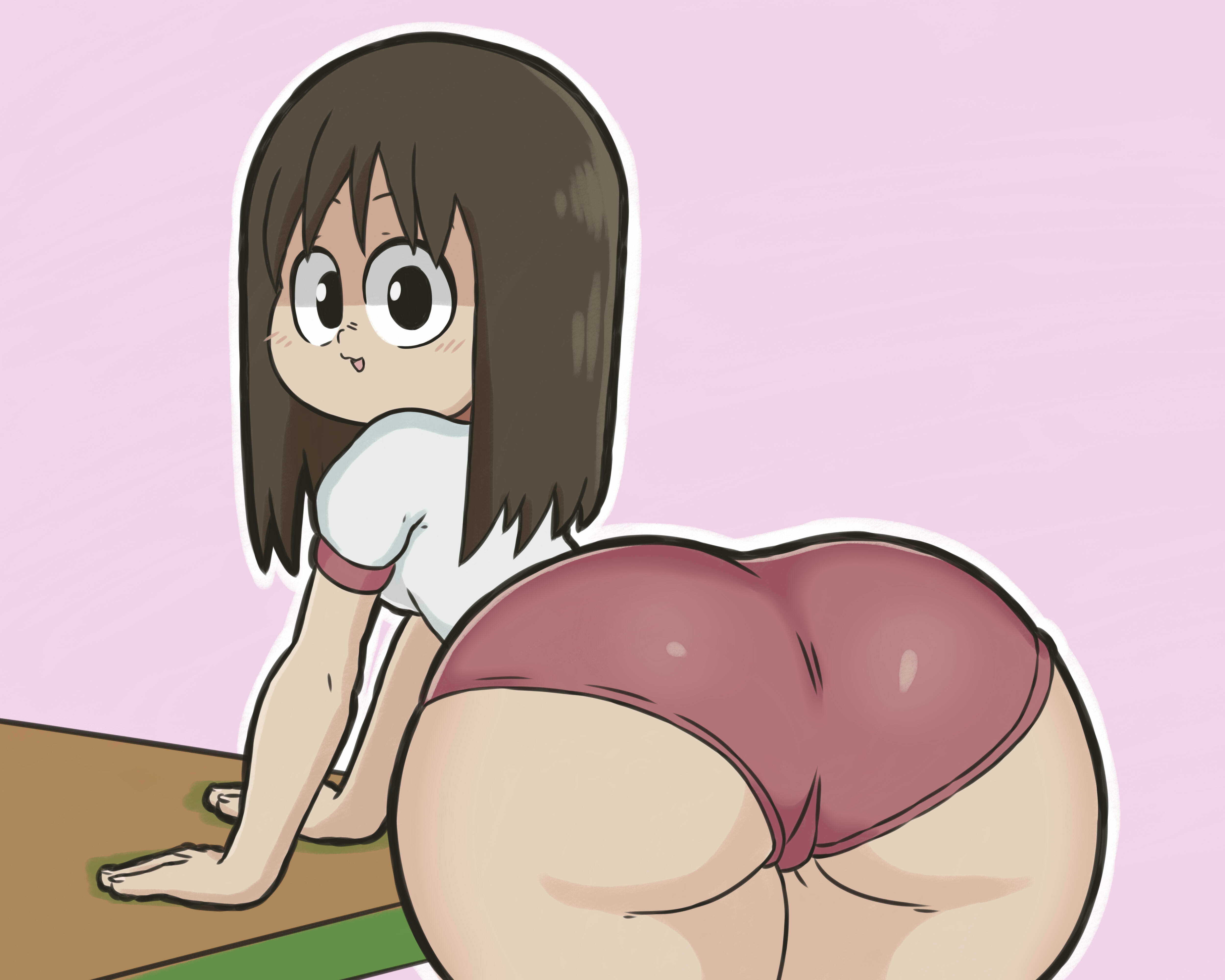 ass, azumanga daiou, bent over, big ass, female, huge ass, looking back, lotikmac, osaka ayumu kasuga, school uniform, schoolgirl, sports uniform, sportswear, thick thighs, wide hips