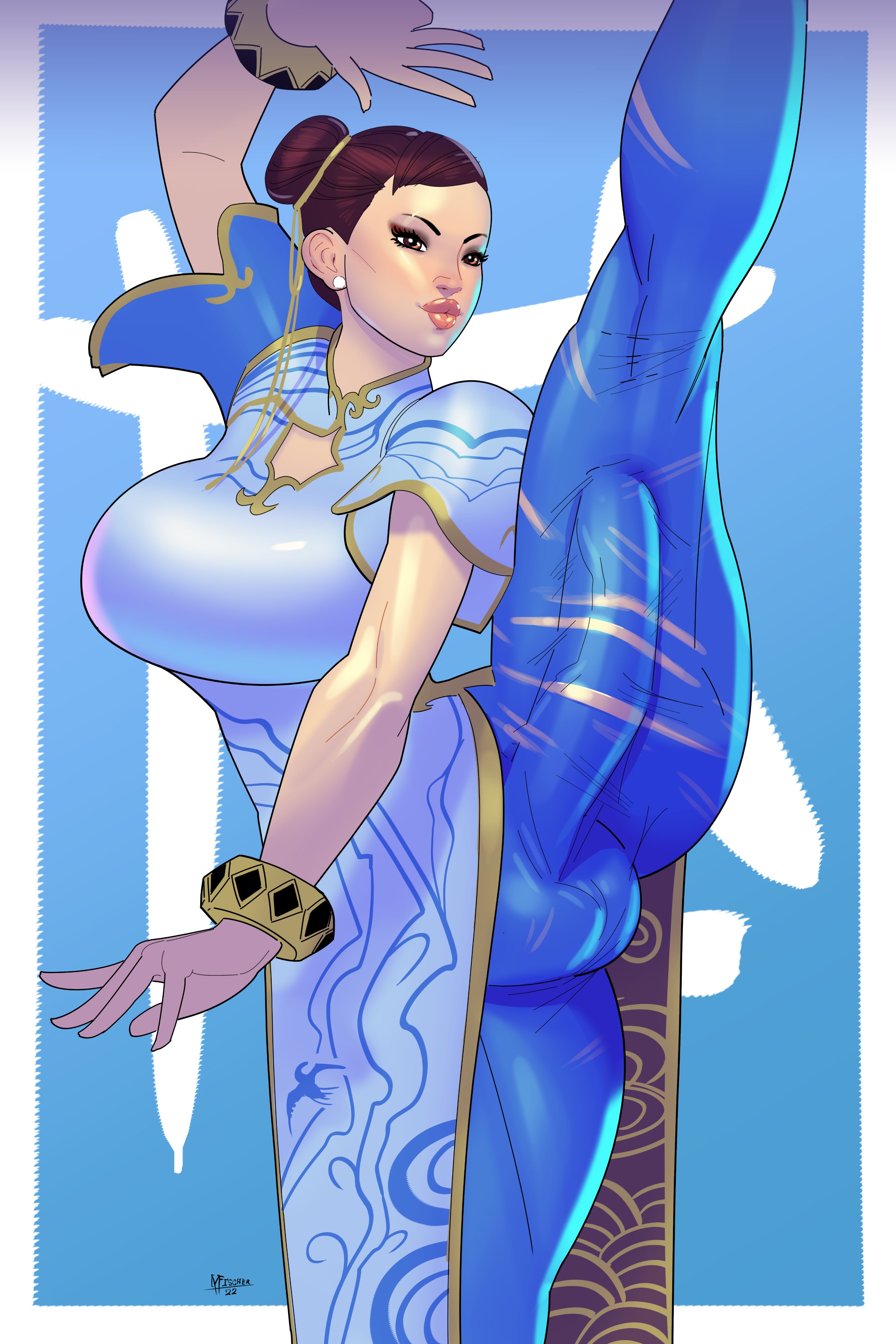 1futa, 2022, asian, asian clothing, asian female, asian futa, ass, athletic, athletic futa, balls, balls under clothes, big breasts, big penis, bracelet, breasts, brown hair, bubble ass, bubble butt, bulge, bulge down leg, busty, capcom, chinese clothes, chun-li, clothed, clothing, earrings, erection, female, fully clothed, futa only, futanari, hourglass figure, huge cock, human, intersex, large breasts, light skin, light-skinned futa, long hair, makeup, meinfischer, penis, penis bulge, penis under clothes, solo, splits, standing, standing split, street fighter, street fighter 6, tagme, testicles, tied hair, vertical splits, wide hips, yoga pants