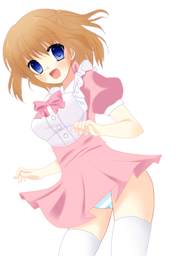 blush cameltoe character_request dress huge_eyes panties smile underwear