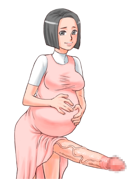 1futa belly_bulge black_hair breasts busty censored futa_only futanari grey_eyes grey_hair hair huge_cock hyper_penis intersex large_breasts maruchiro milf penis penis_under_dress pregnant pregnant_futa ready_to_pop solo veiny veiny_penis